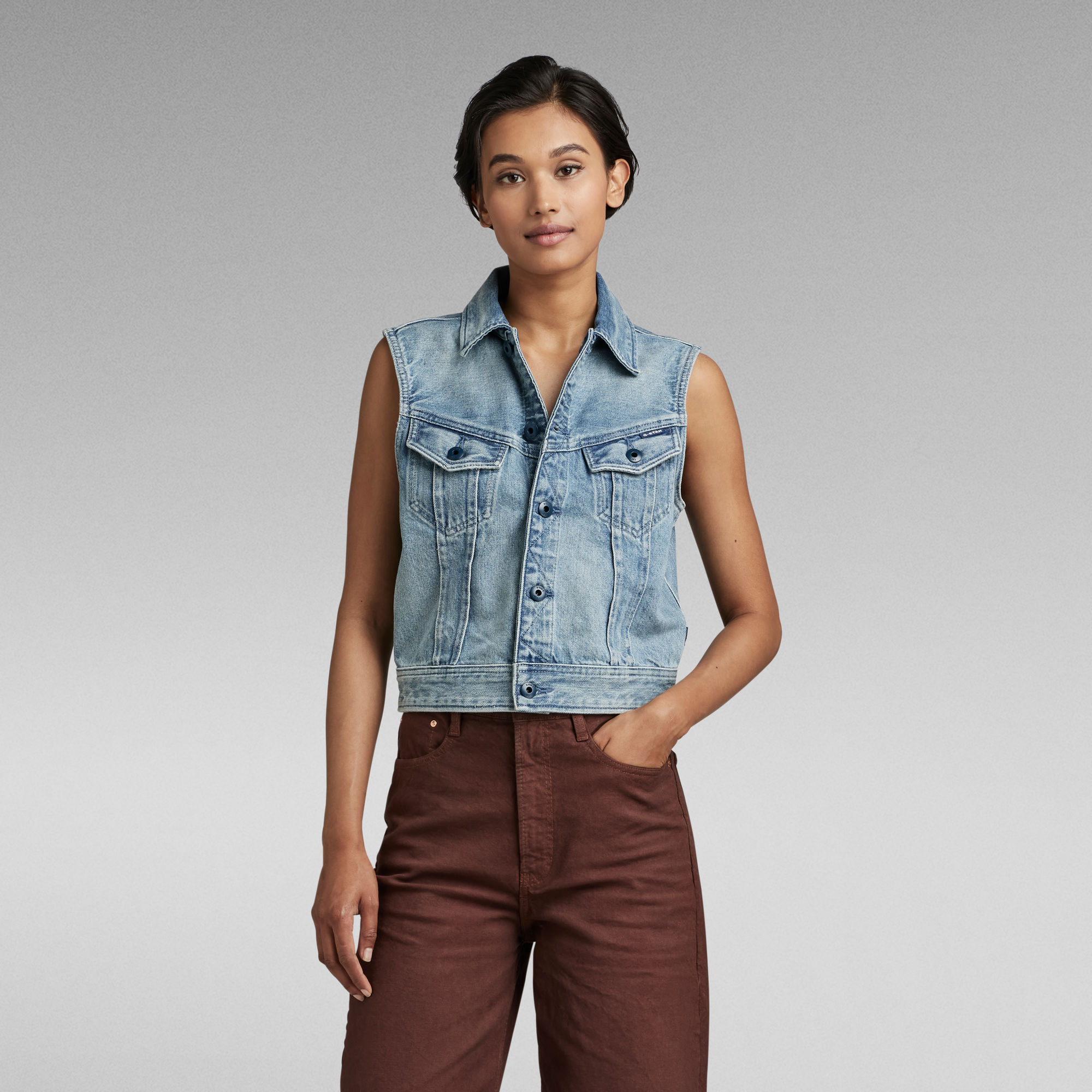 Slim Denim Vest - Hellblau - Damen