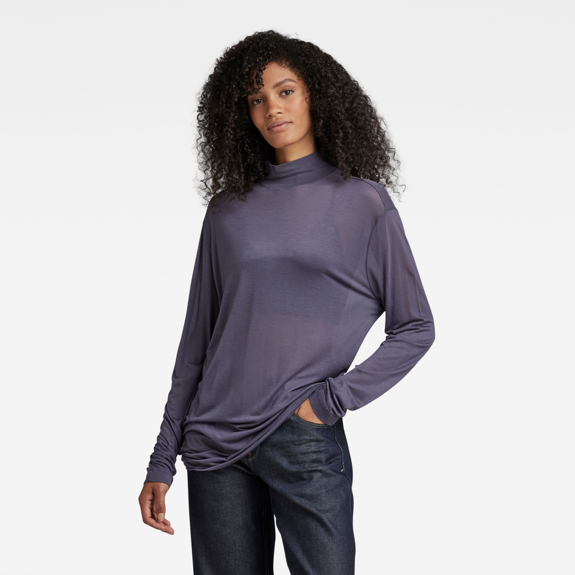 

Essential Mock Loose Top - Purple - Women