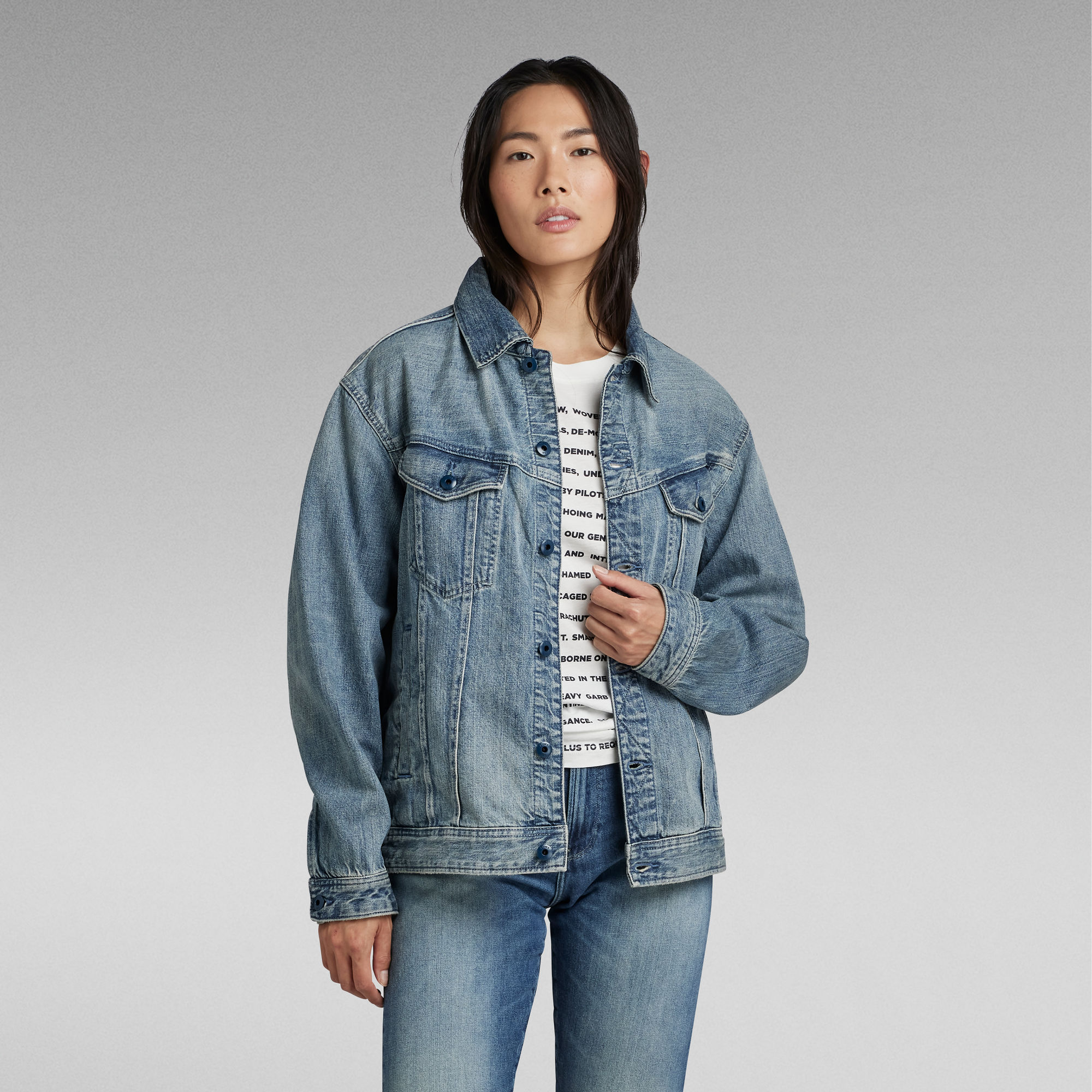 

Oversized Western Jacket - Light blue - Women