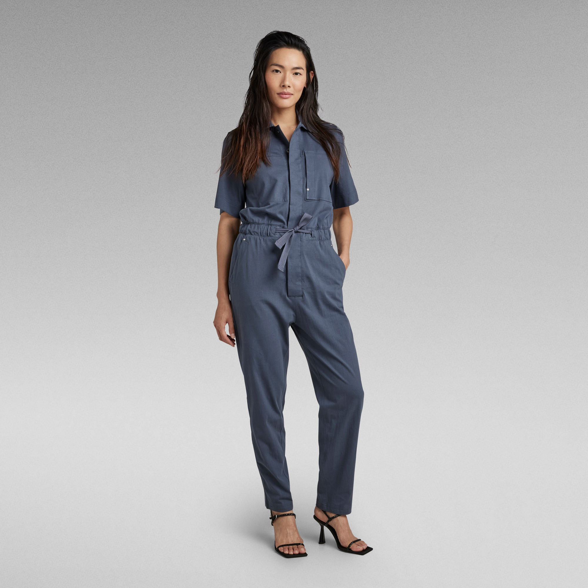 Army Jersey Jumpsuit - Mittelblau - Damen