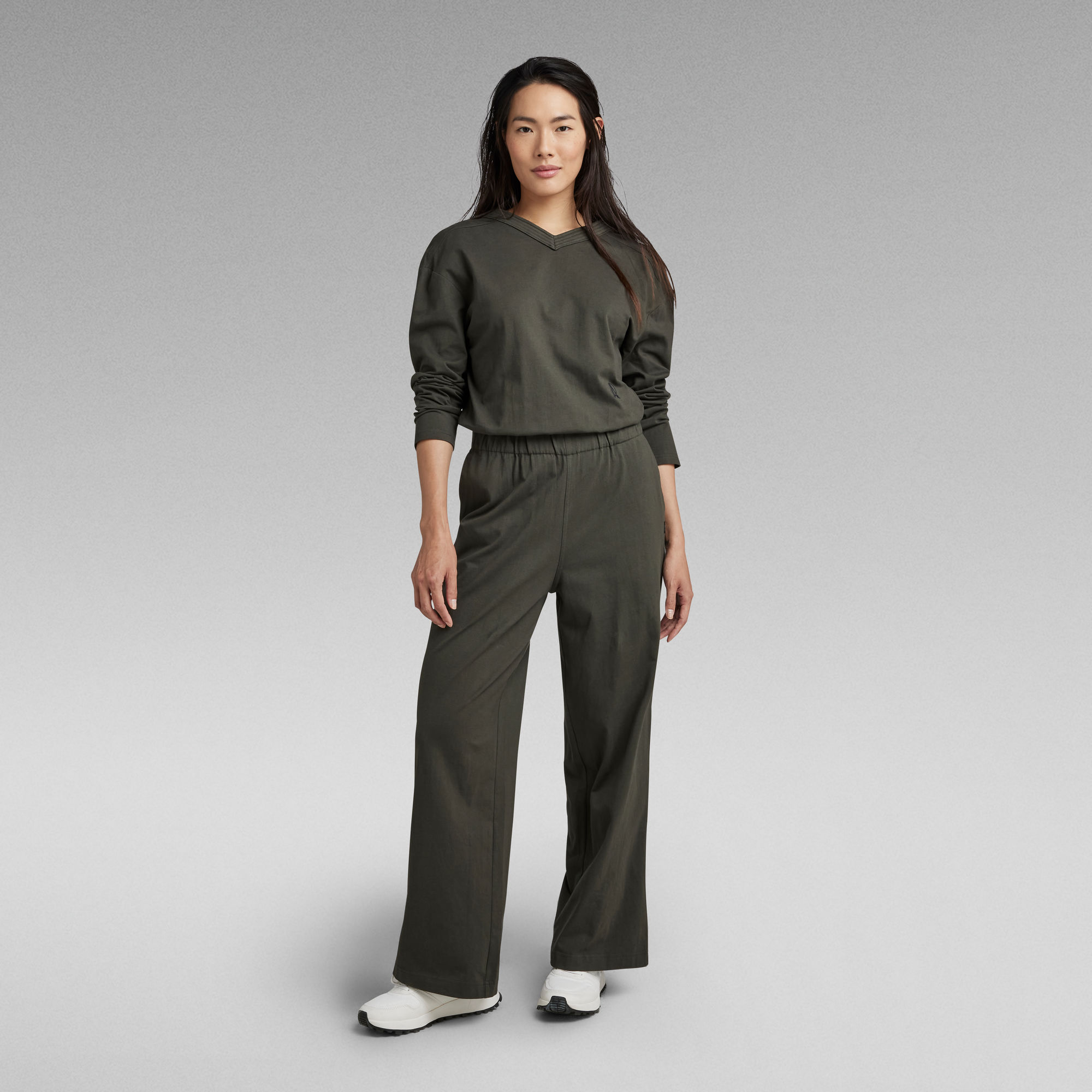 Wide Leg Jumpsuit - Grau - Damen