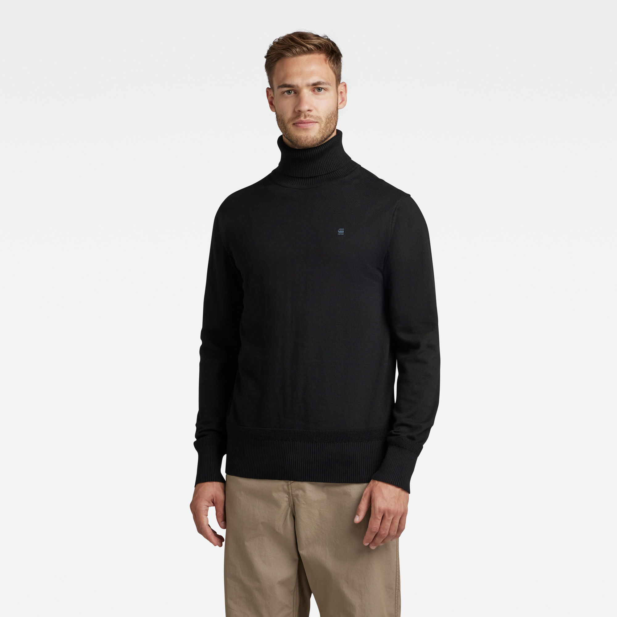 

Premium Core Turtle Neck Knitted Sweater - Black - Men