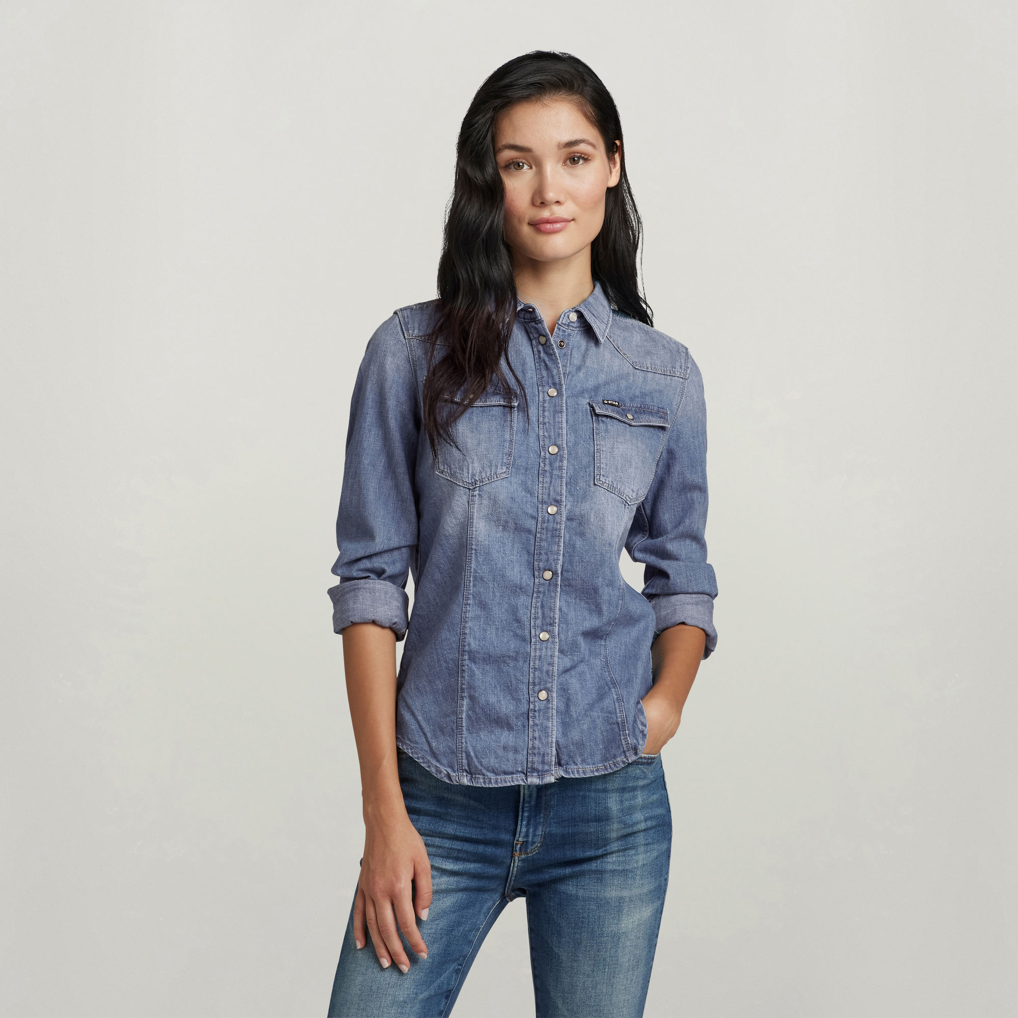 G-Star RAW 3301 Denim Shirt Midden blauw Dames