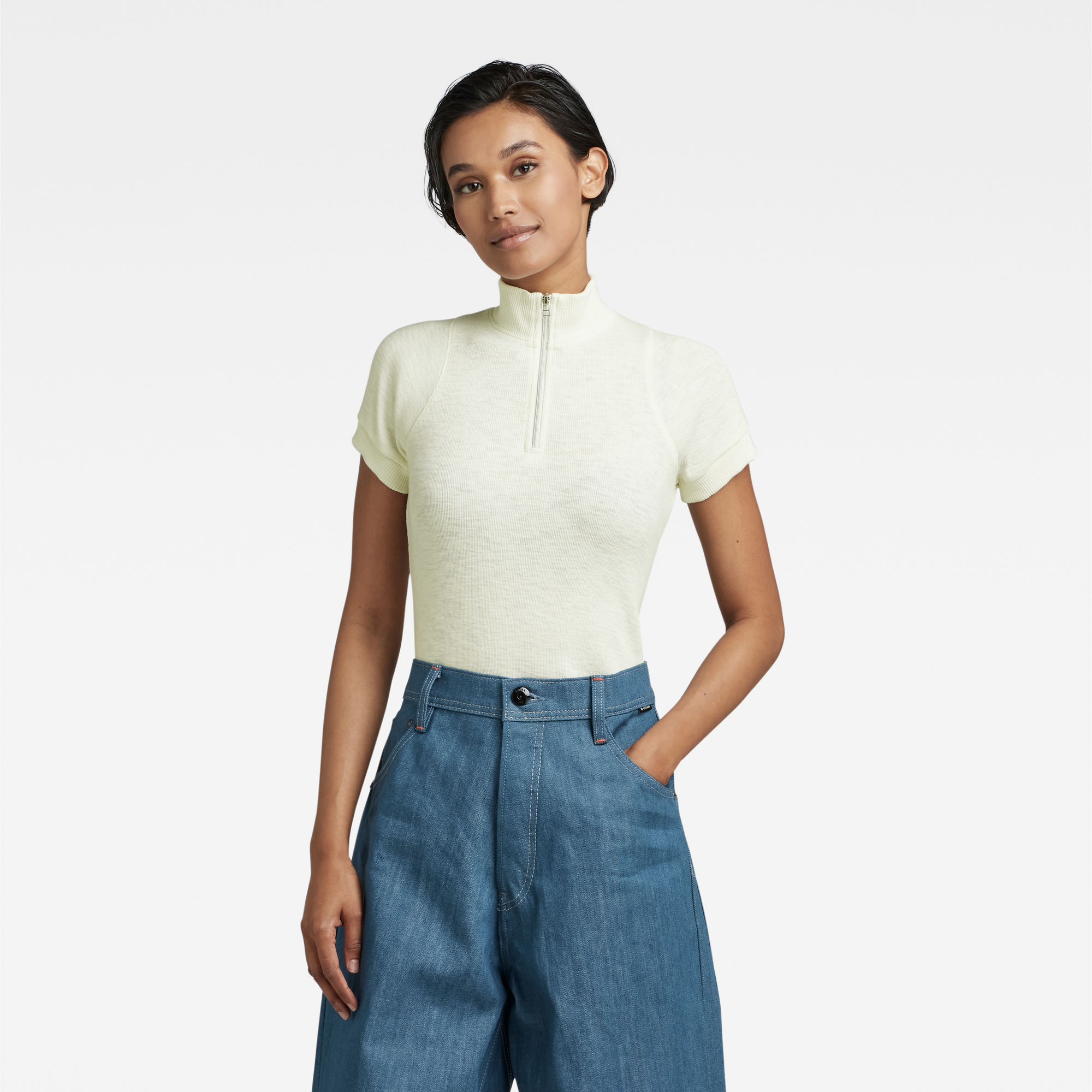 

Cycling Ultra Slim Zip Top - Light blue - Women