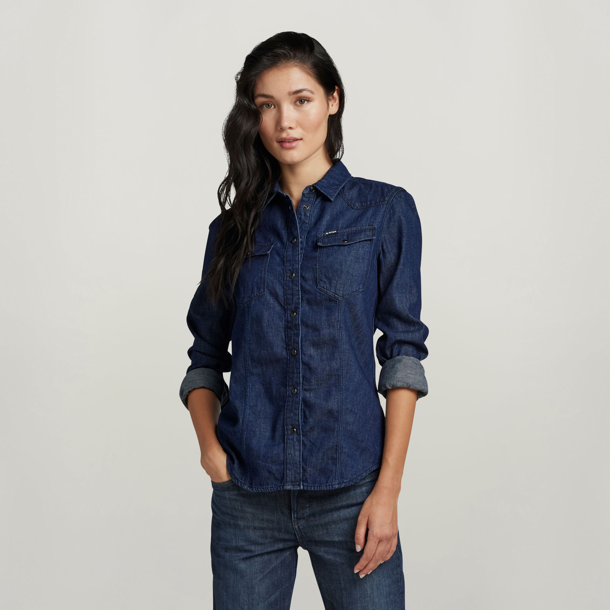 

3301 Slim shirt - Dark blue - Women