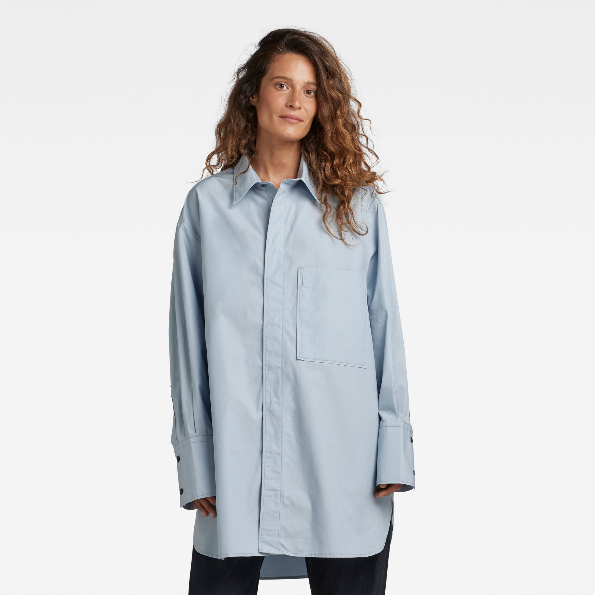 

Oversized Boyfriend Shirt - Medium blue - Women