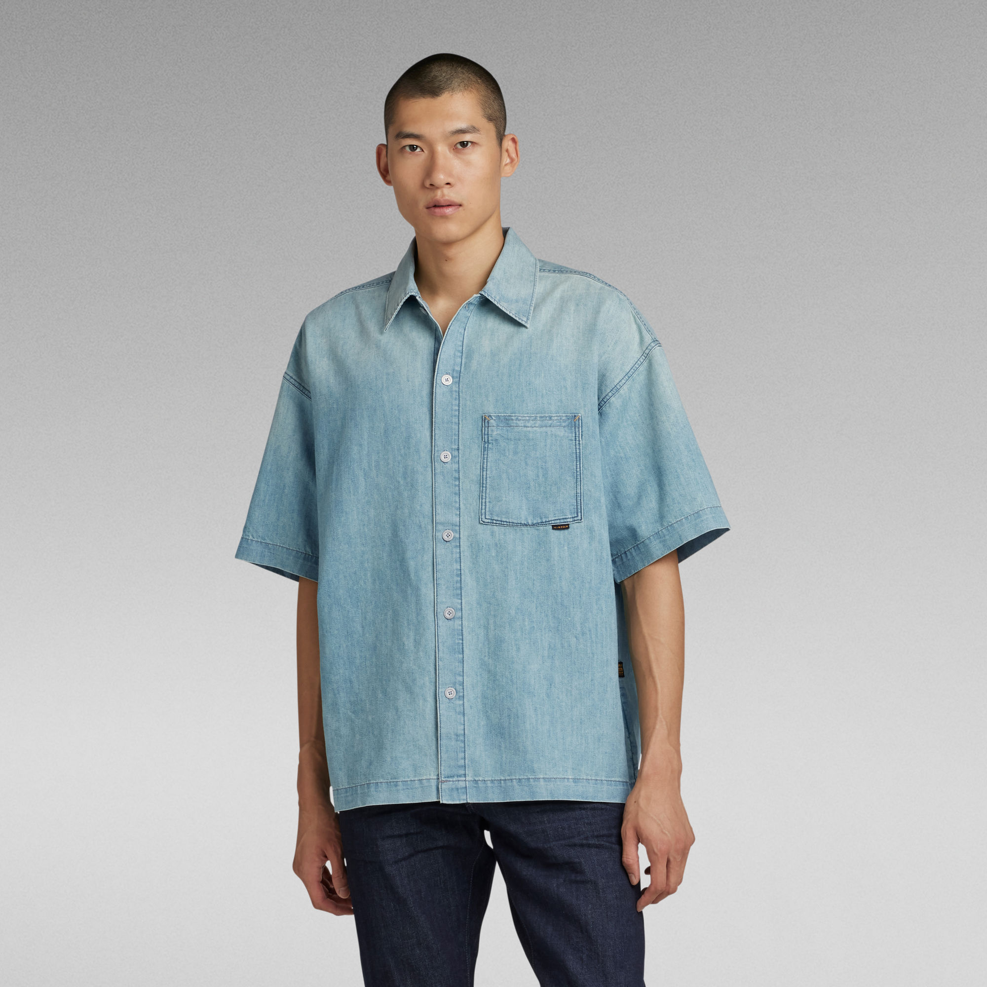 

Premium Oversized Boxy Fit Shirt - Lichtblauw - Heren