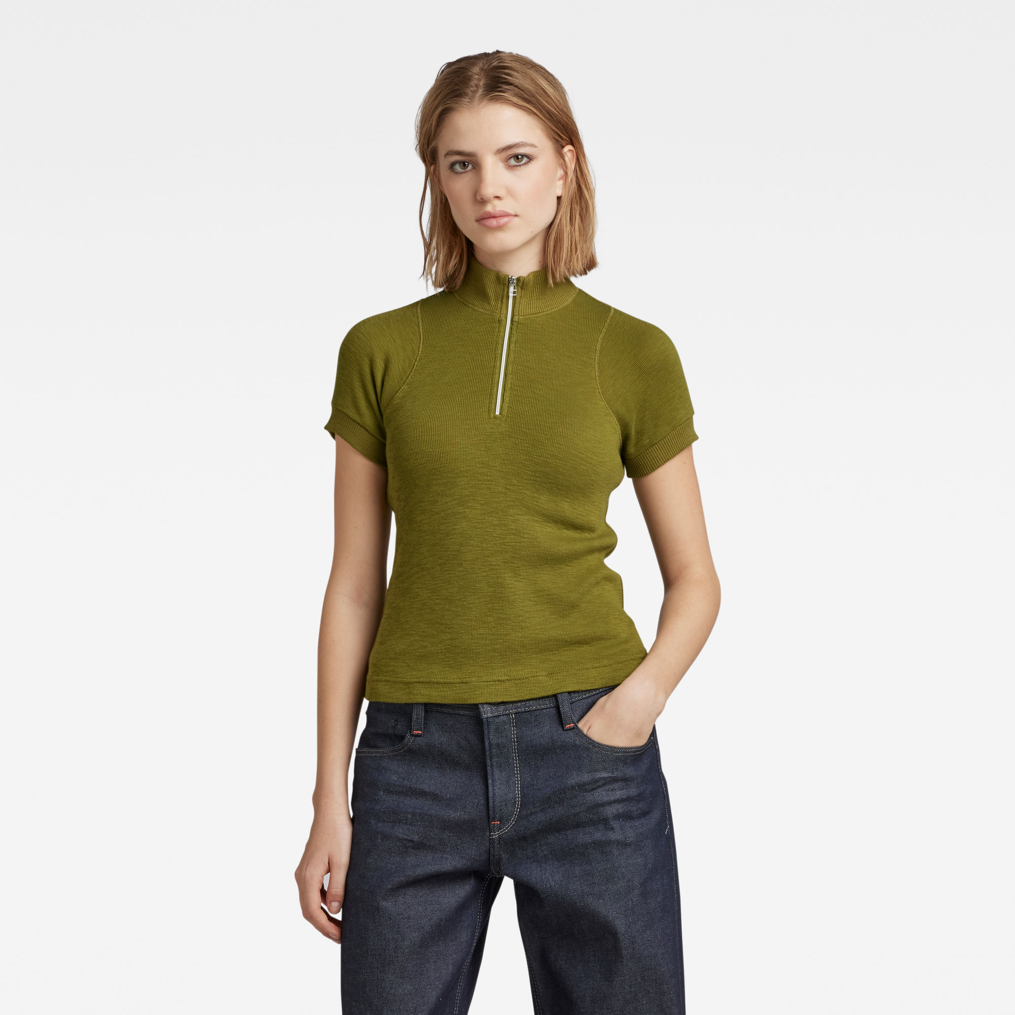 

Cycling Ultra Slim Zip Top - Green - Women