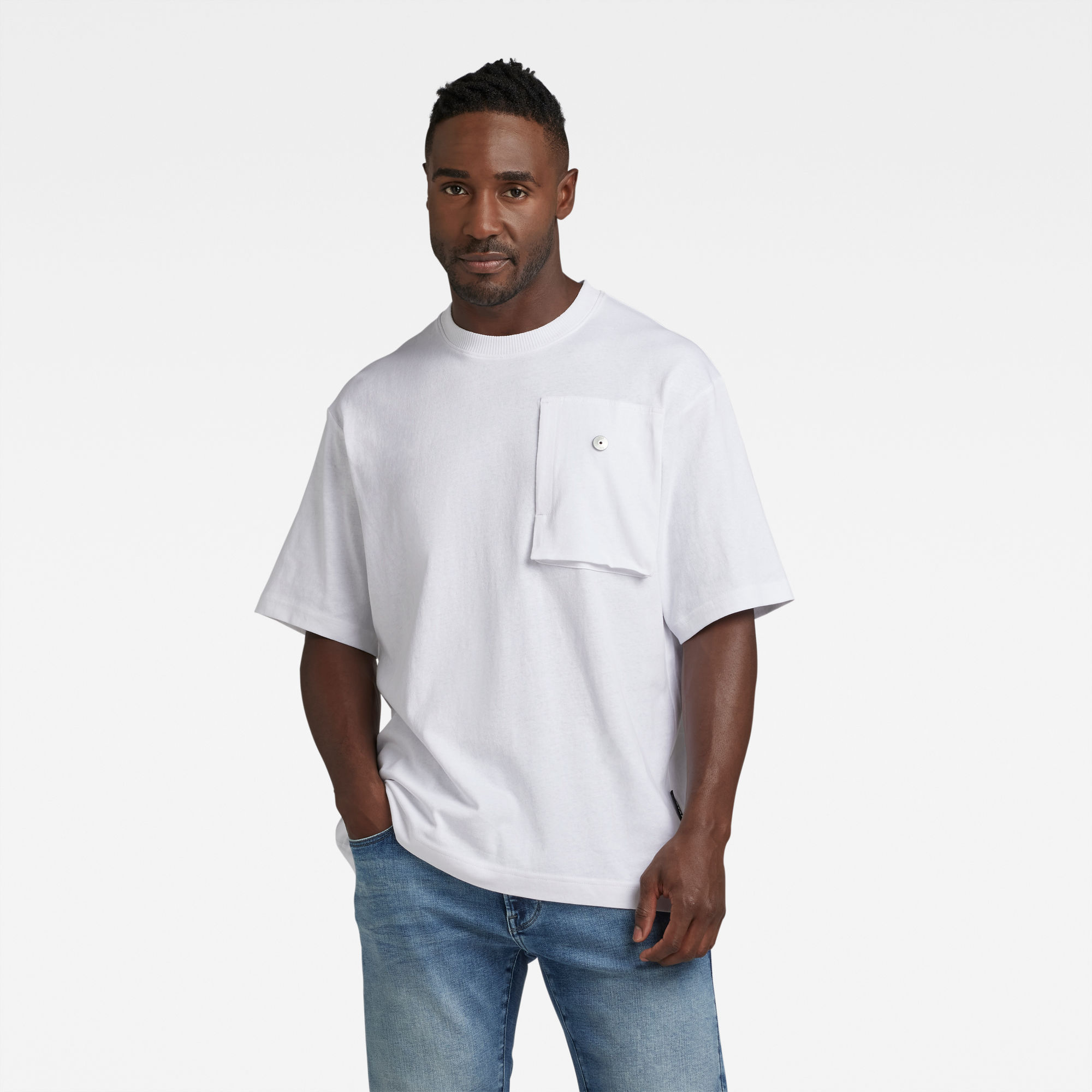

Oversized Boxy T-Shirt Chest Pocket - White - Men