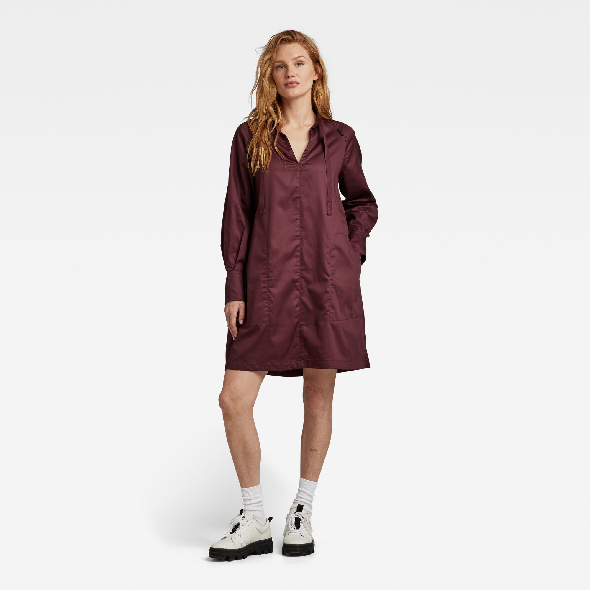 

V-Neck Tunic Kleid - Lila - Damen