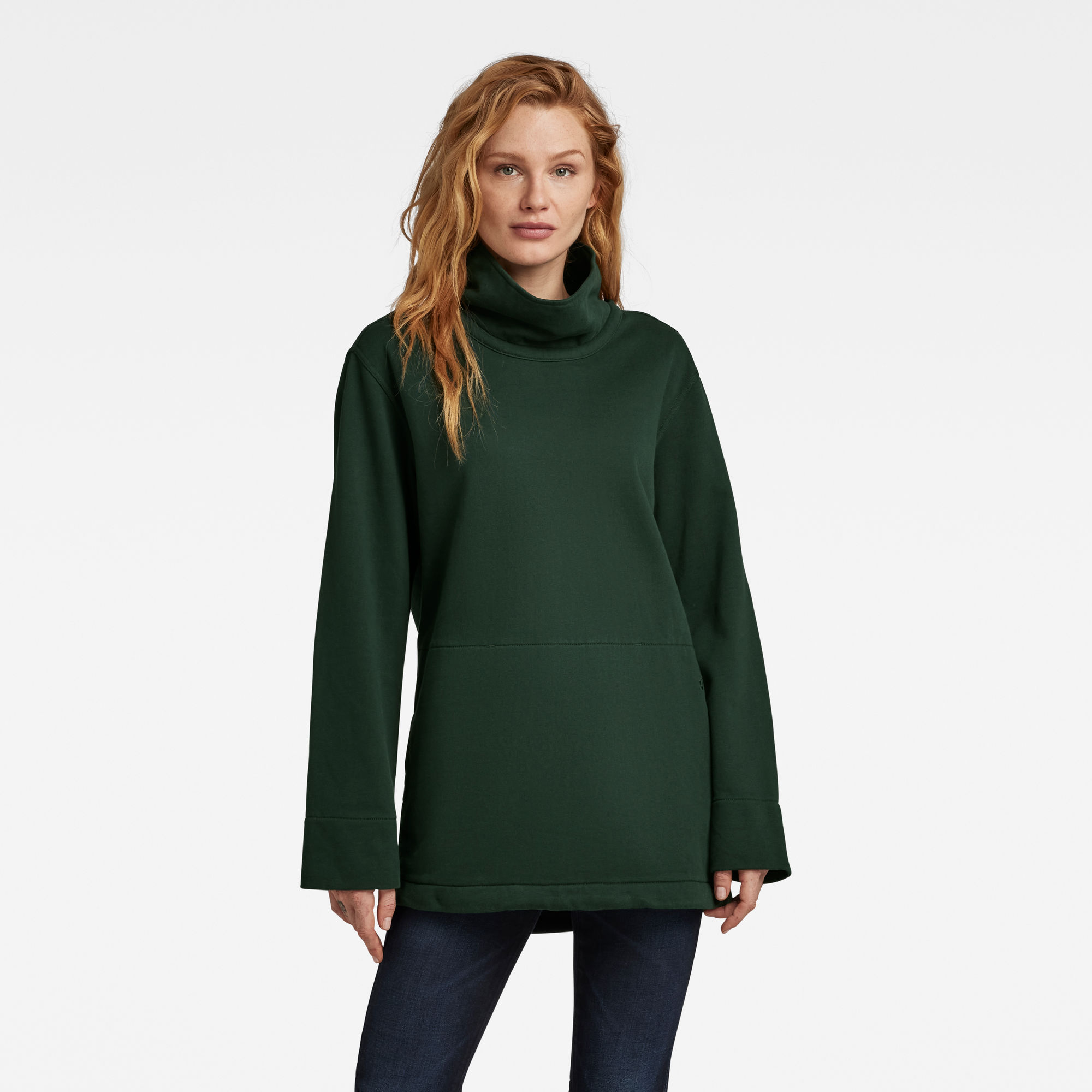 

Mock Stencil Gaphic Sweater - Green - Women