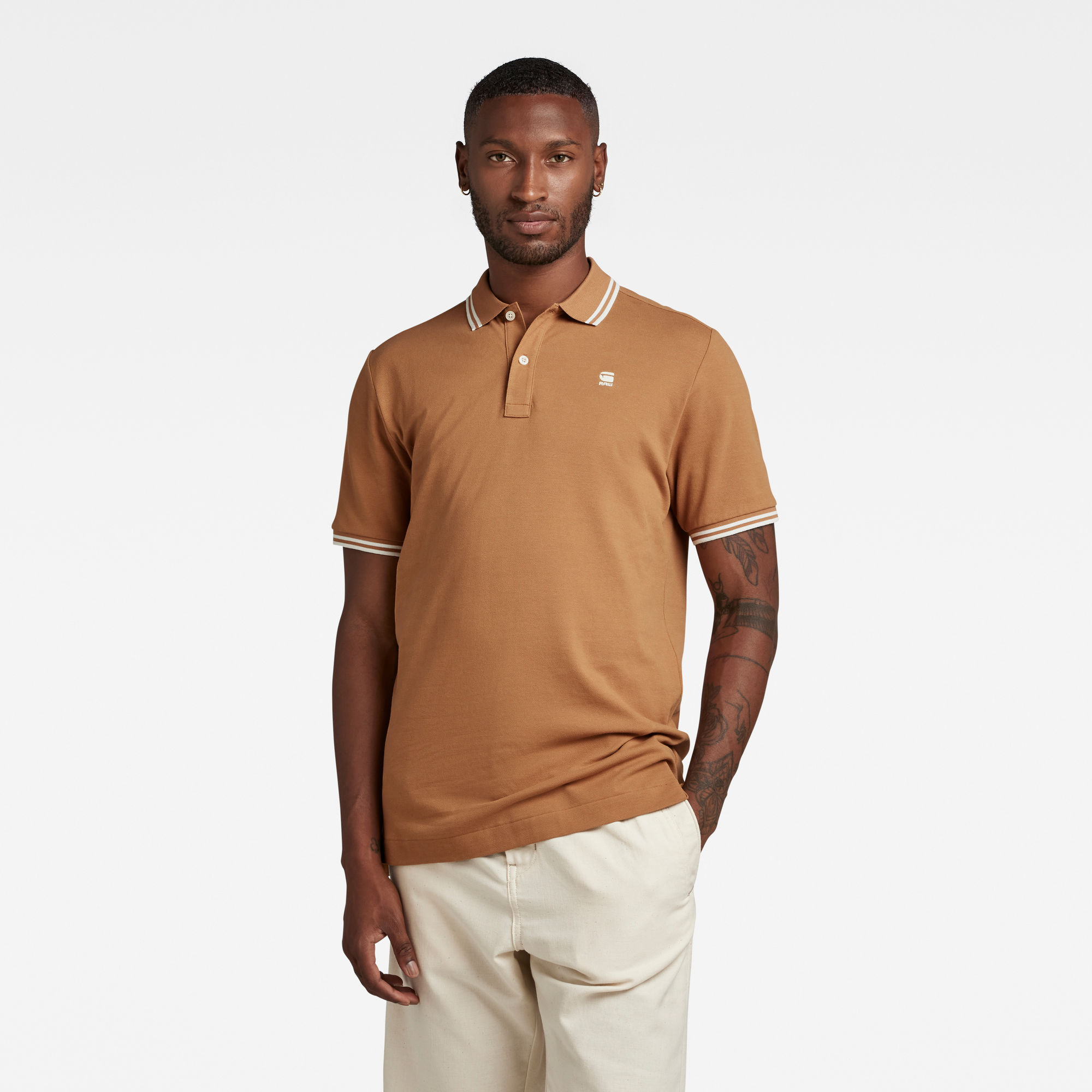 

Dunda Slim Stripe Polo - Brown - Men