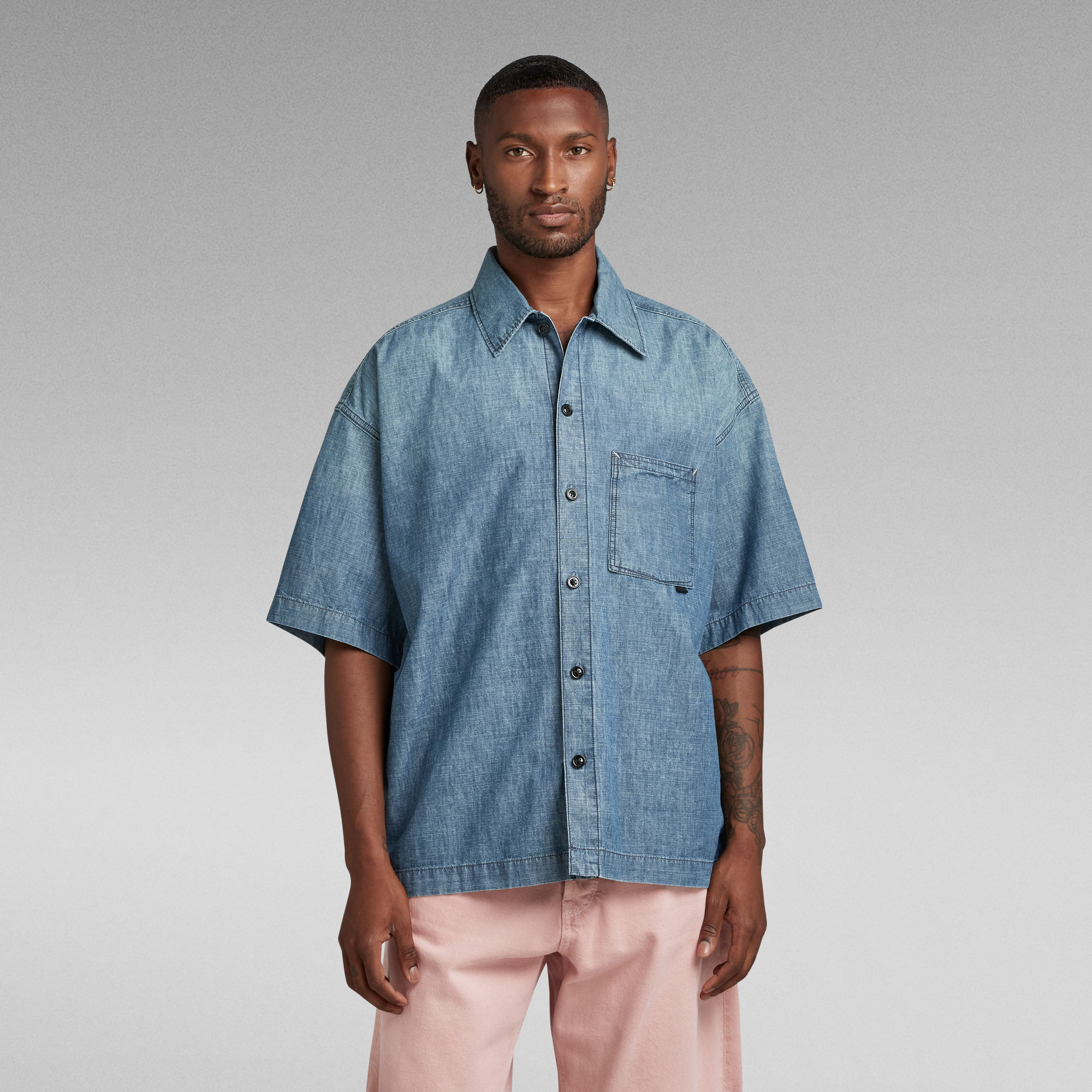 

Oversized Boxy Fit Shirt - Medium blue - Men