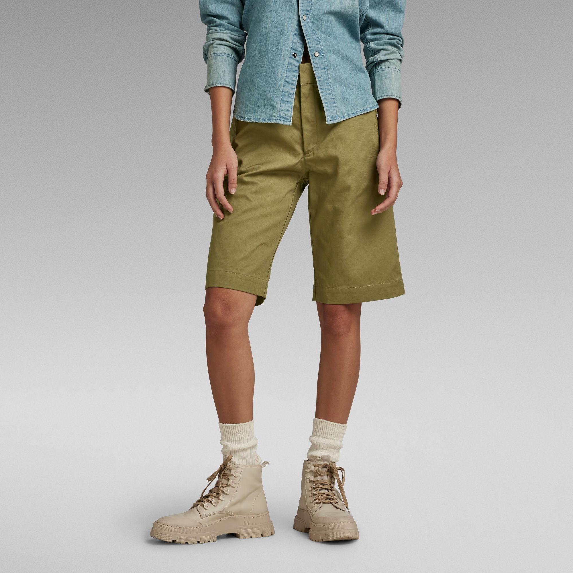 Chino Bermuda Shorts - Grün - Damen