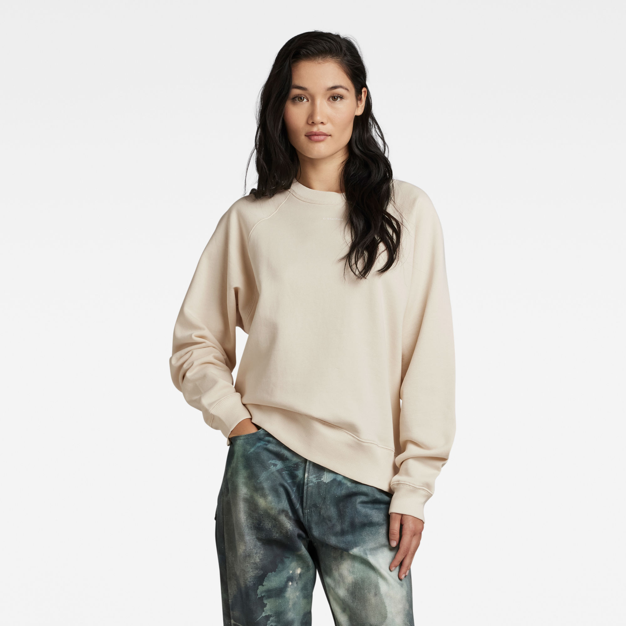 

Back Photo Print Sweatshirt - Weiß - Damen