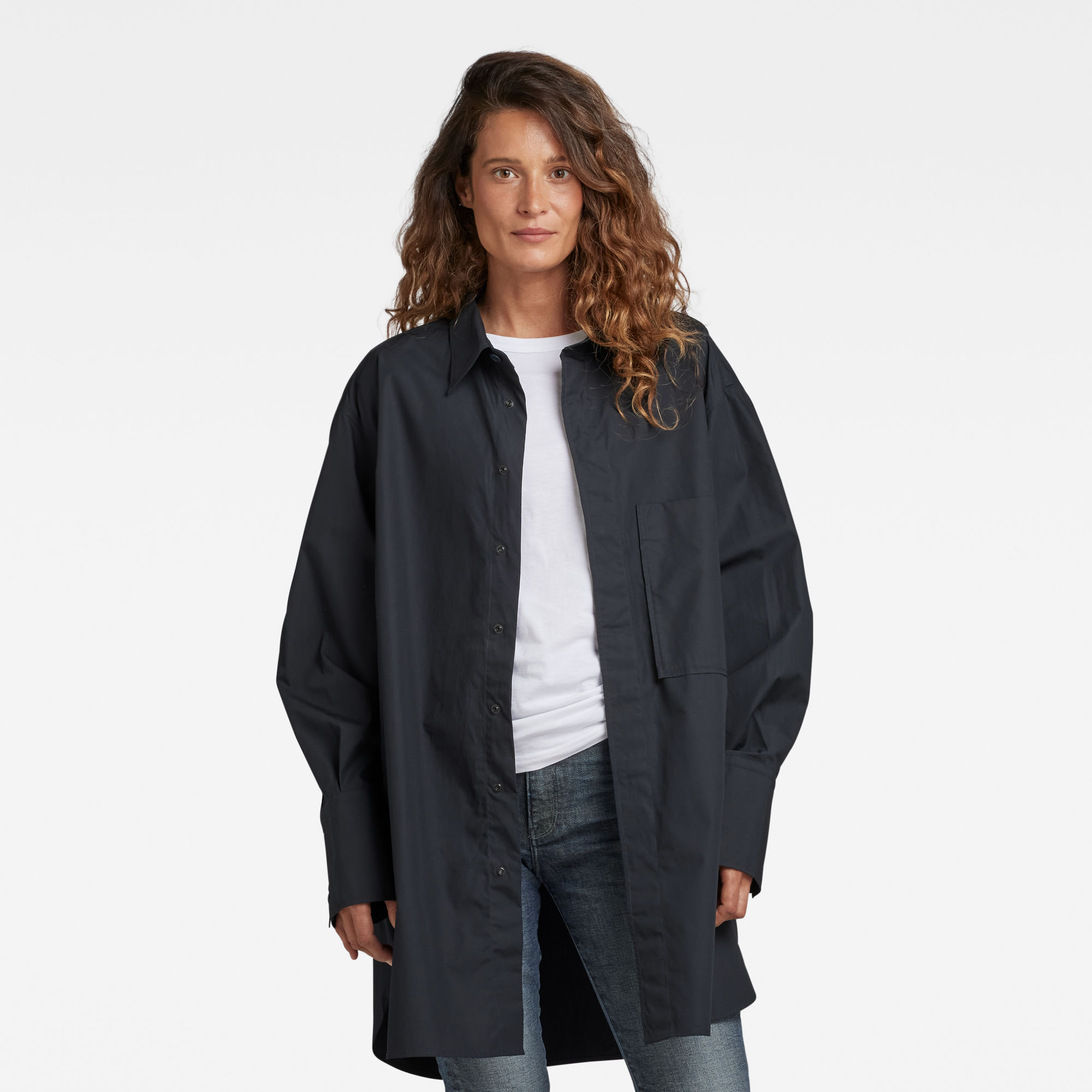 

Oversized Boyfriend Shirt - Donkerblauw - Dames
