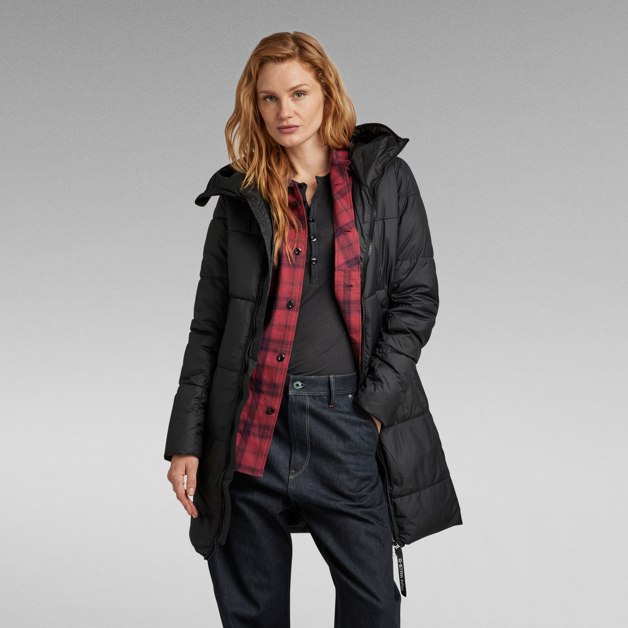 G-Star RAW Lange Gewatteerde Jas Met Capuchon Whistler Slim - Zwart - Dames