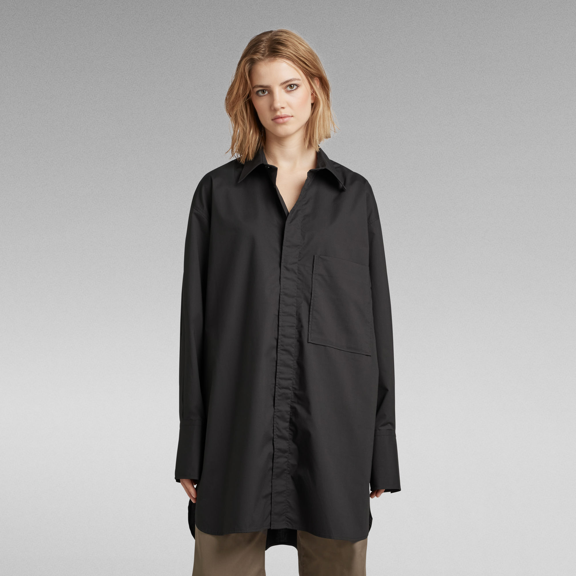 Oversized Boyfriend Hemd - Schwarz - Damen