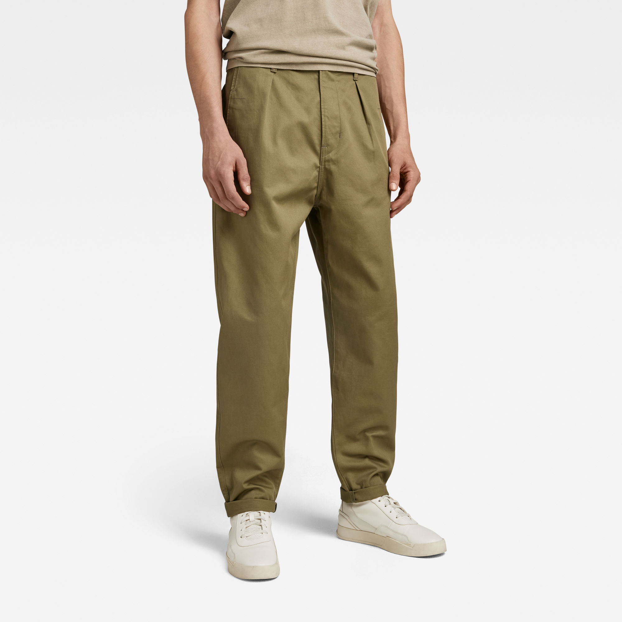 

Pleated Relaxed Chino - Grün - Herren