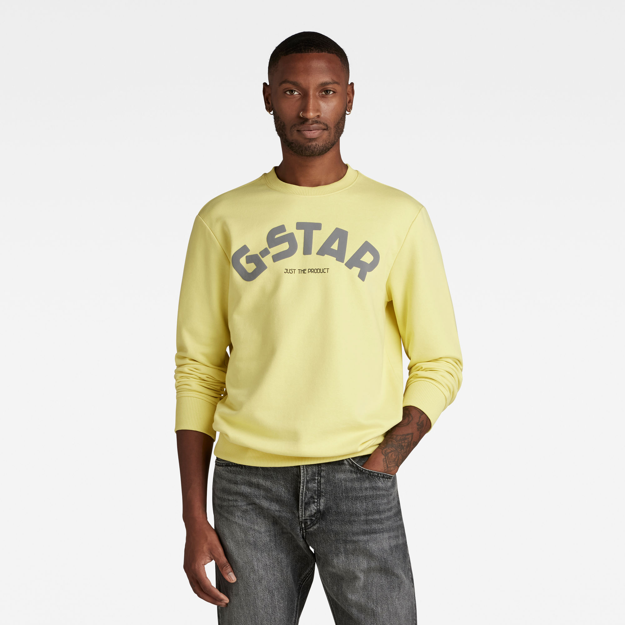 

Puff Logo Print Crew Sweater - Yellow - Men