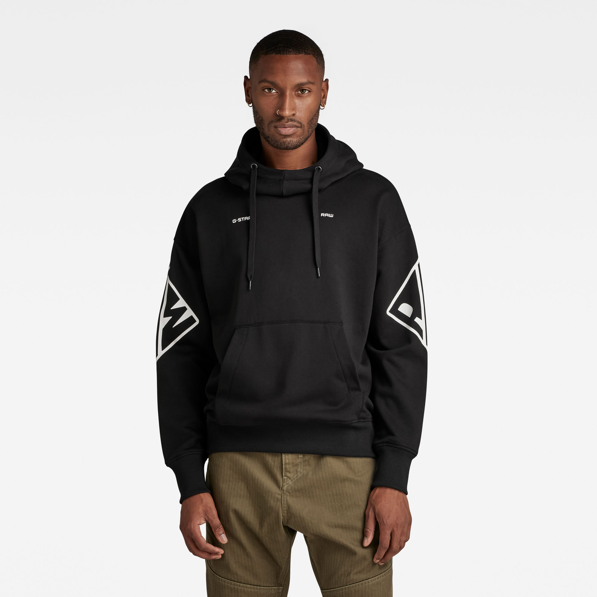 

Sleeve Graphics Oversized Hoodie - Black - Men