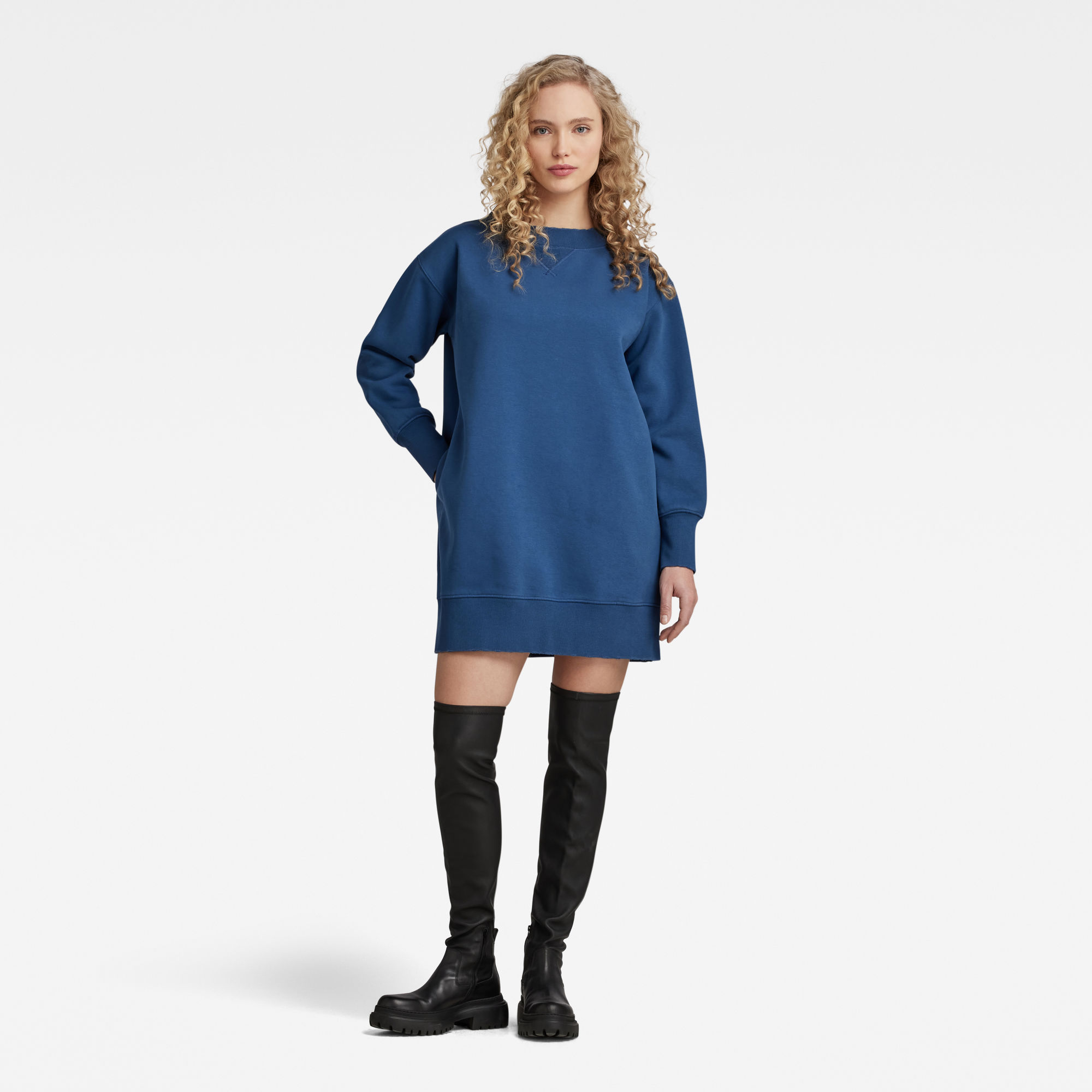 

Loose Vintage Sweater Jurk - Midden blauw - Dames