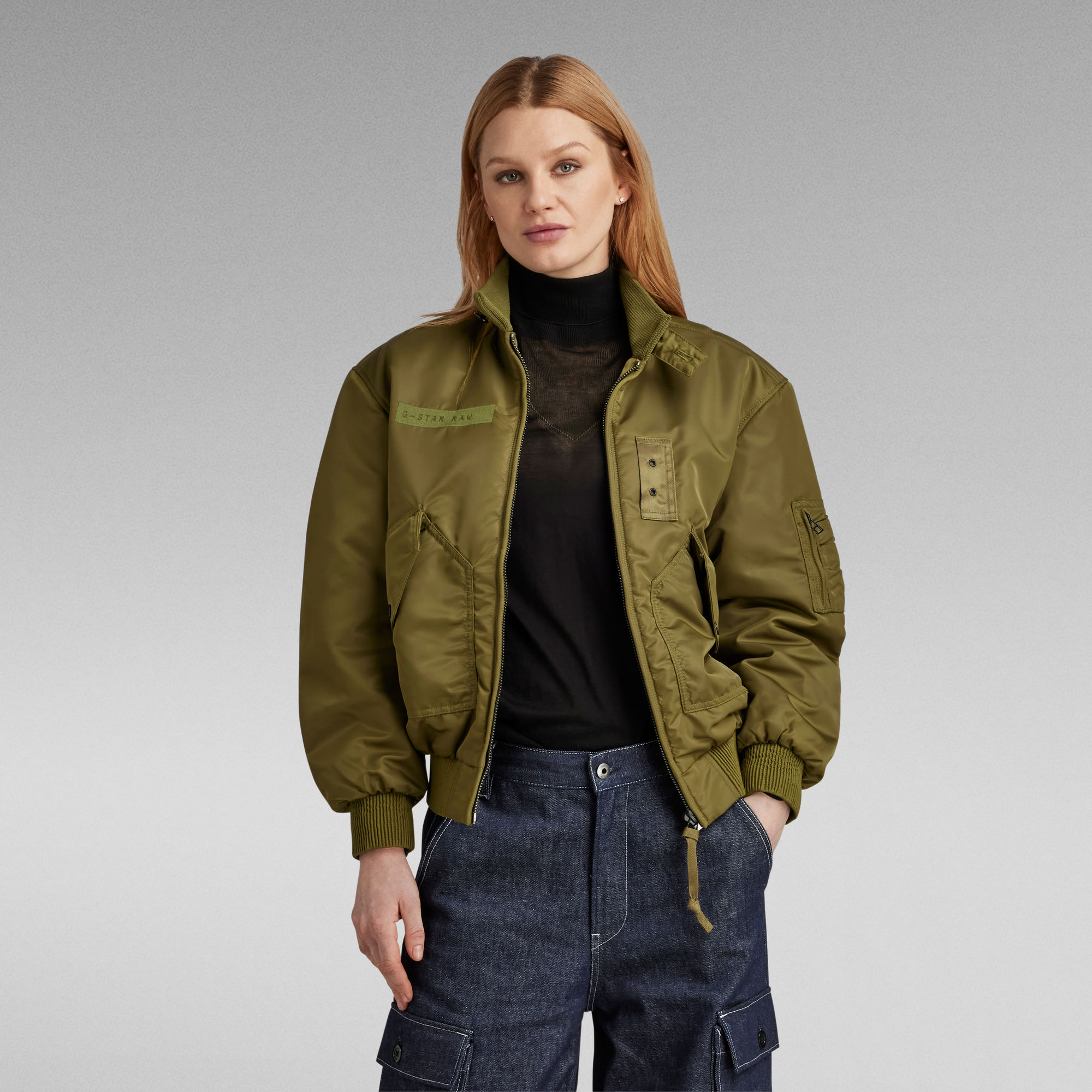 Nylon Bomber Jacke - Grün - Damen