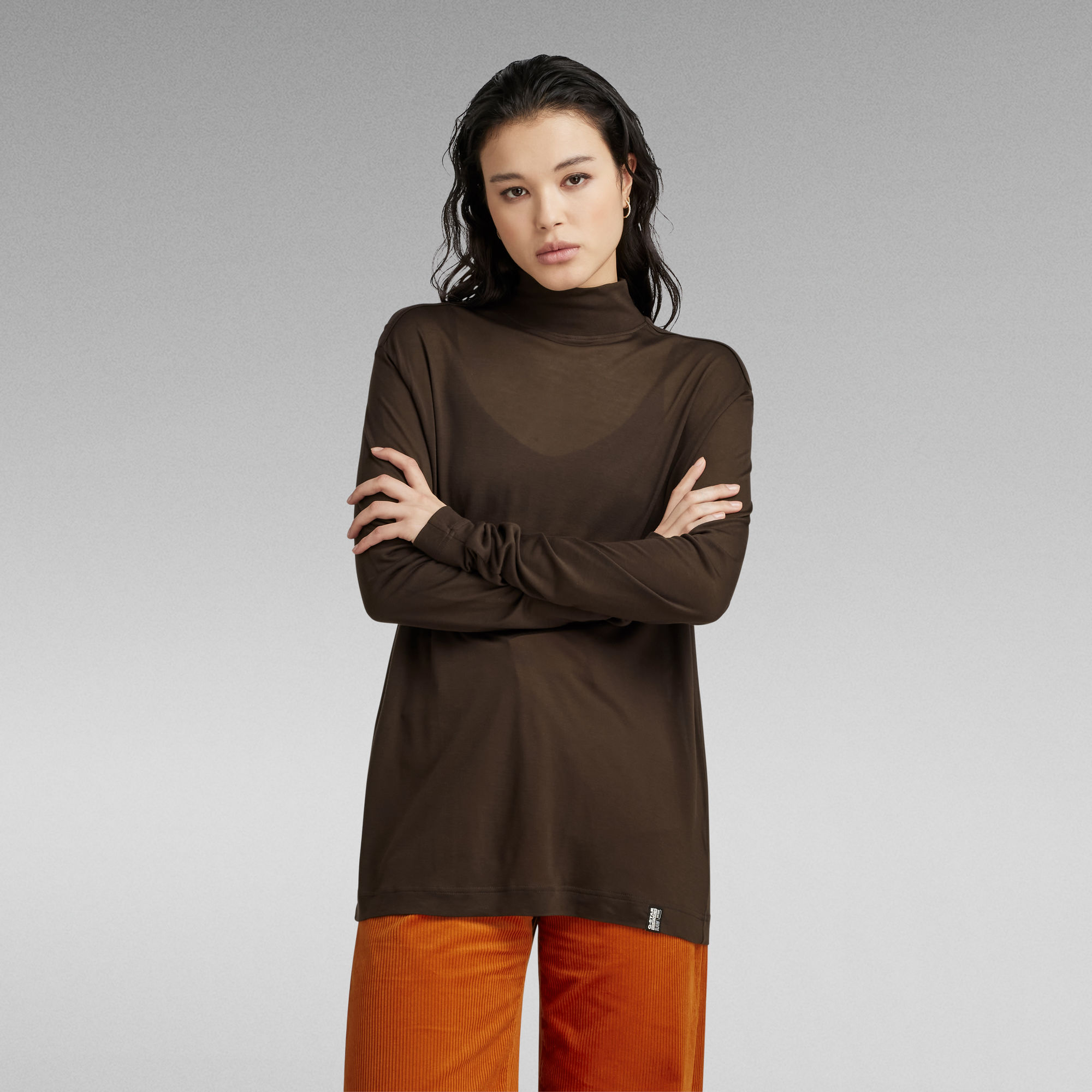 

Essential Mock Loose Top - Brown - Women