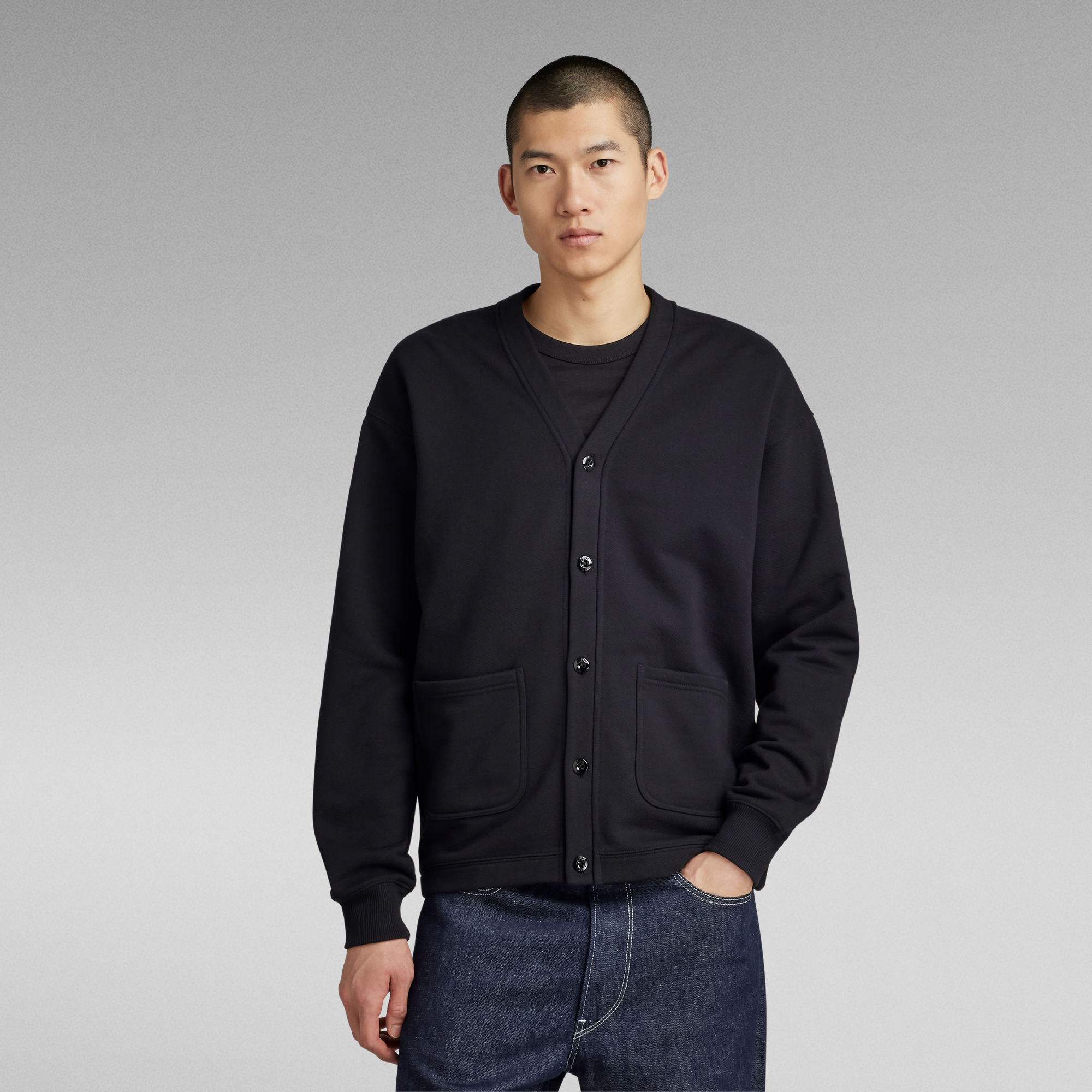 

Essential Relaxed Cardigan Sweater - Black - Men