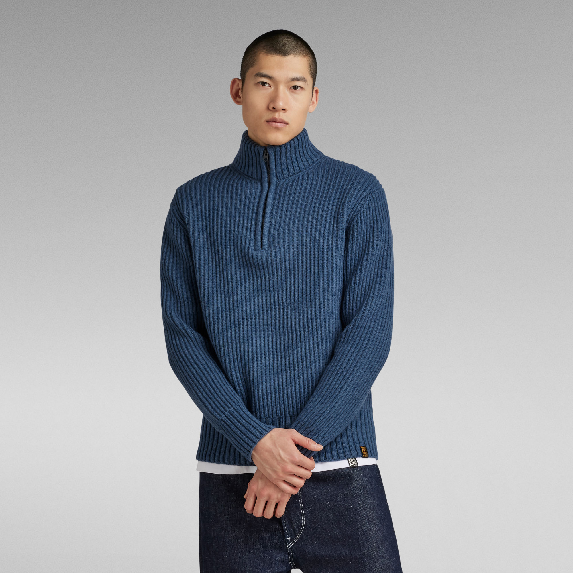 Essential Skipper Knitted Pullover - Mittelblau - Herren