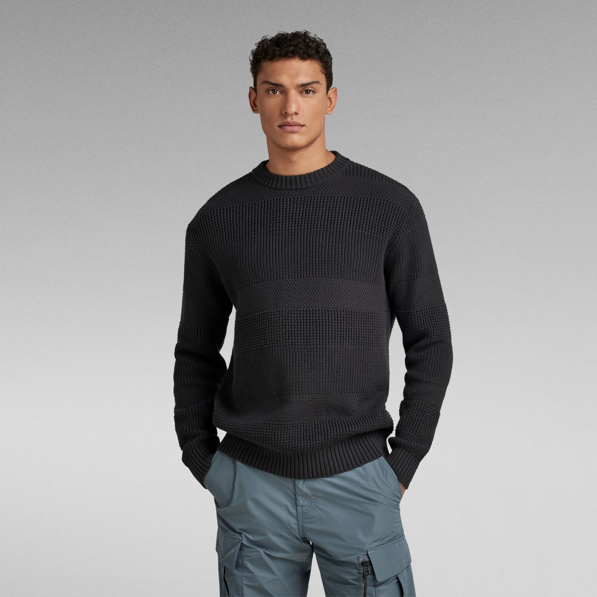 Hori Structure Knitted Pullover - Grau - Herren