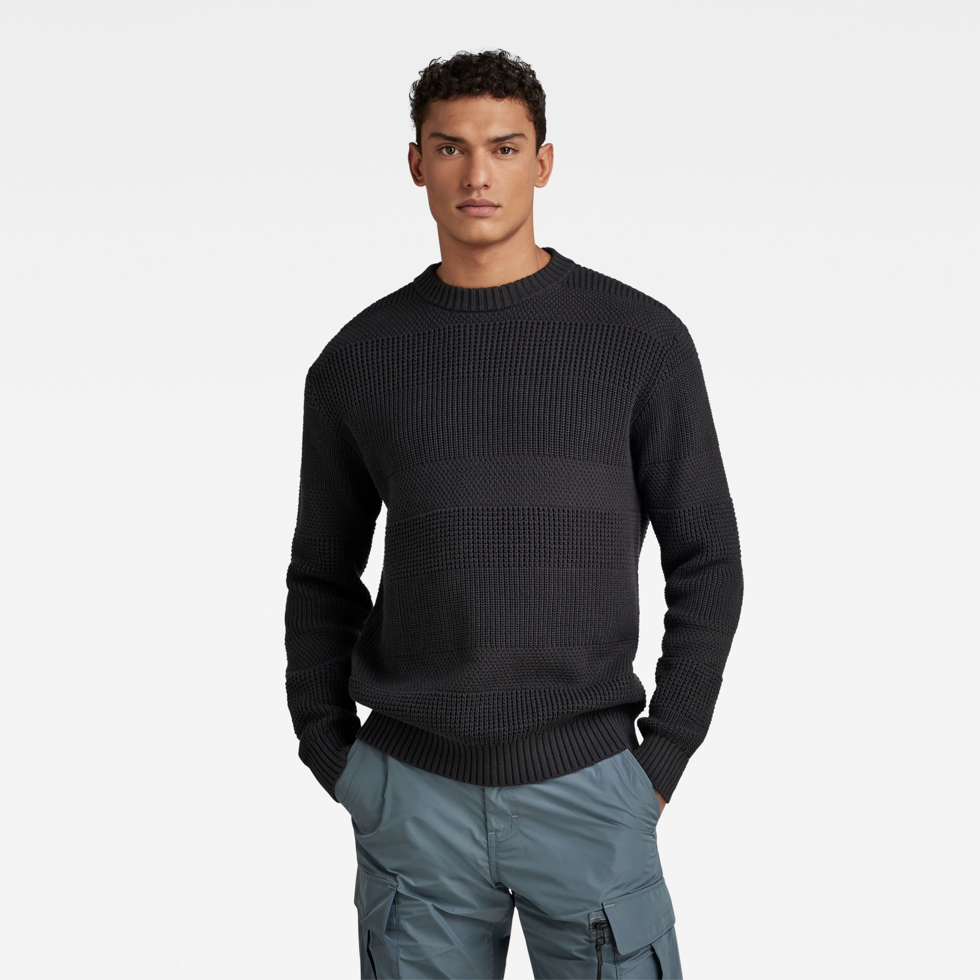 

Hori Structure Knitted Sweater - Grey - Men