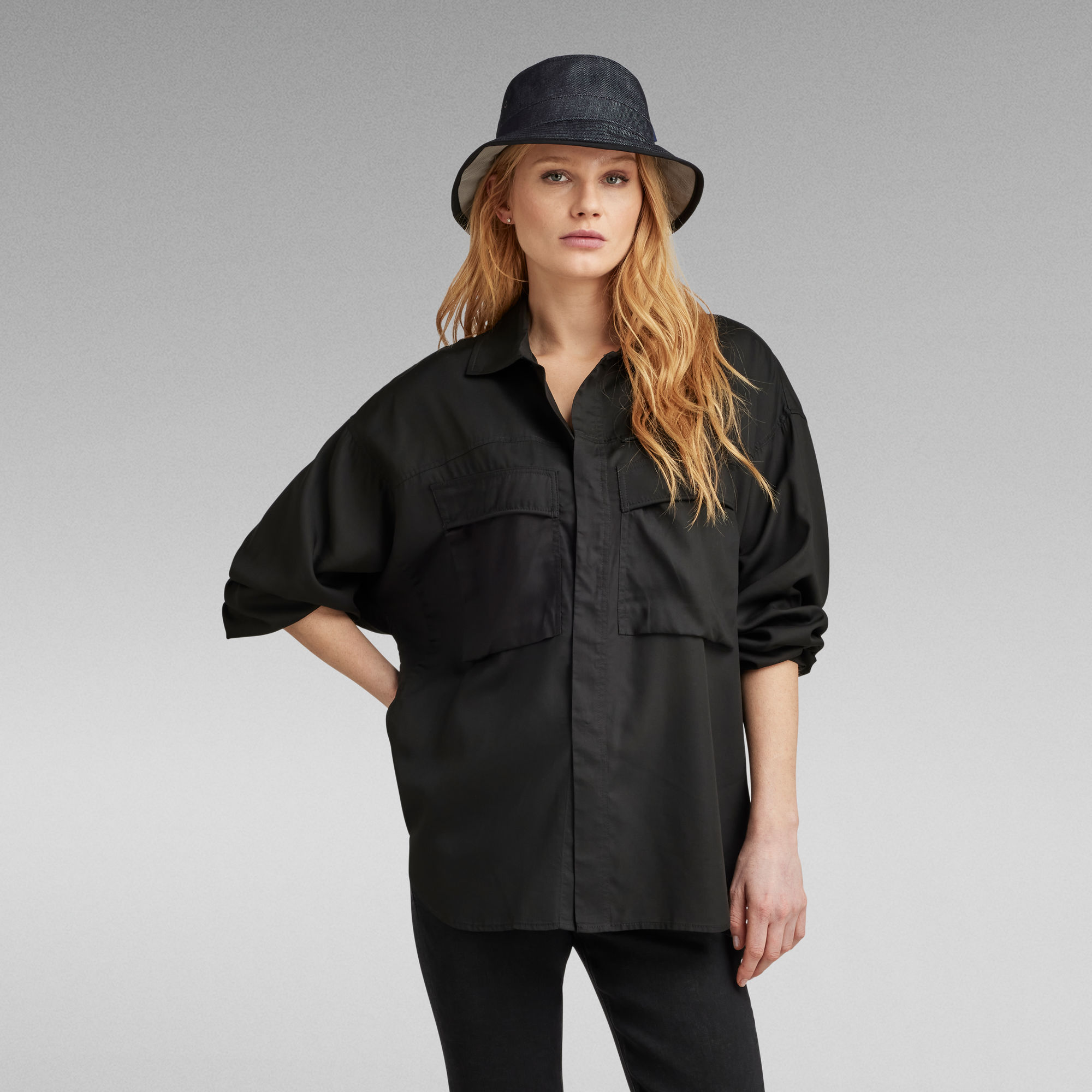 Loose Pocket Hemd - Schwarz - Damen