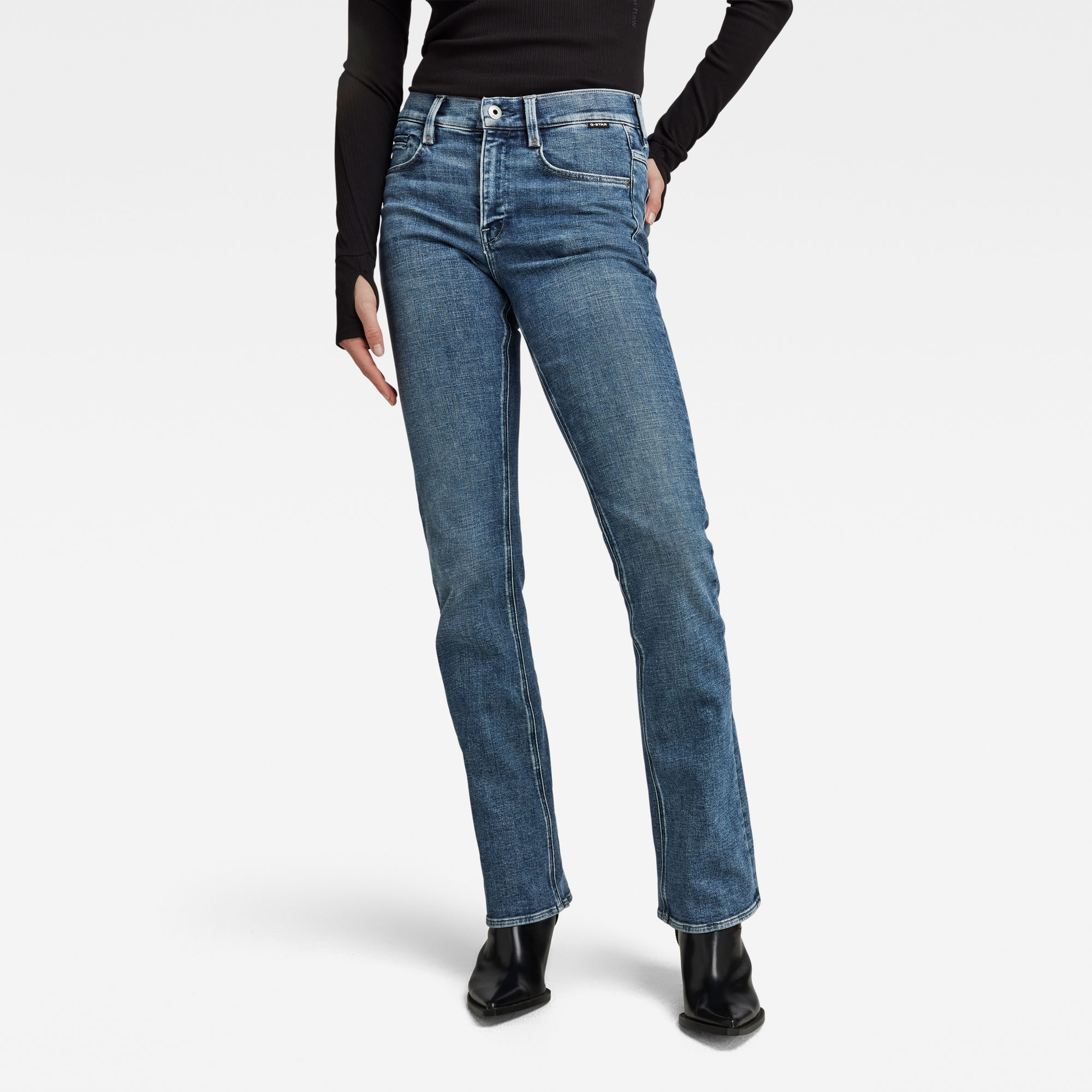 g-star raw women noxer bootcut jeans medium blue size 24-28