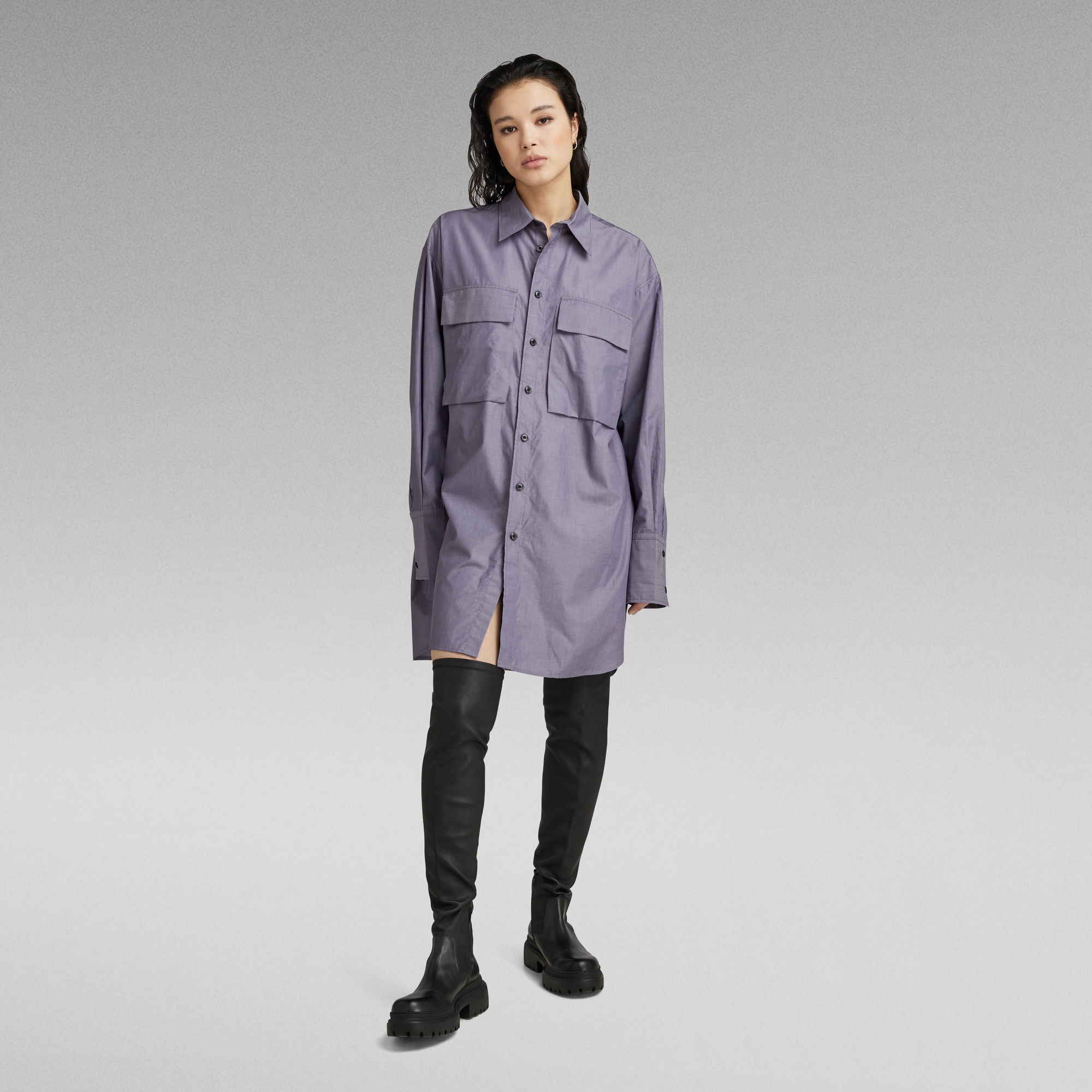 

Oversized Boyfriend Shirt - Purple - Women