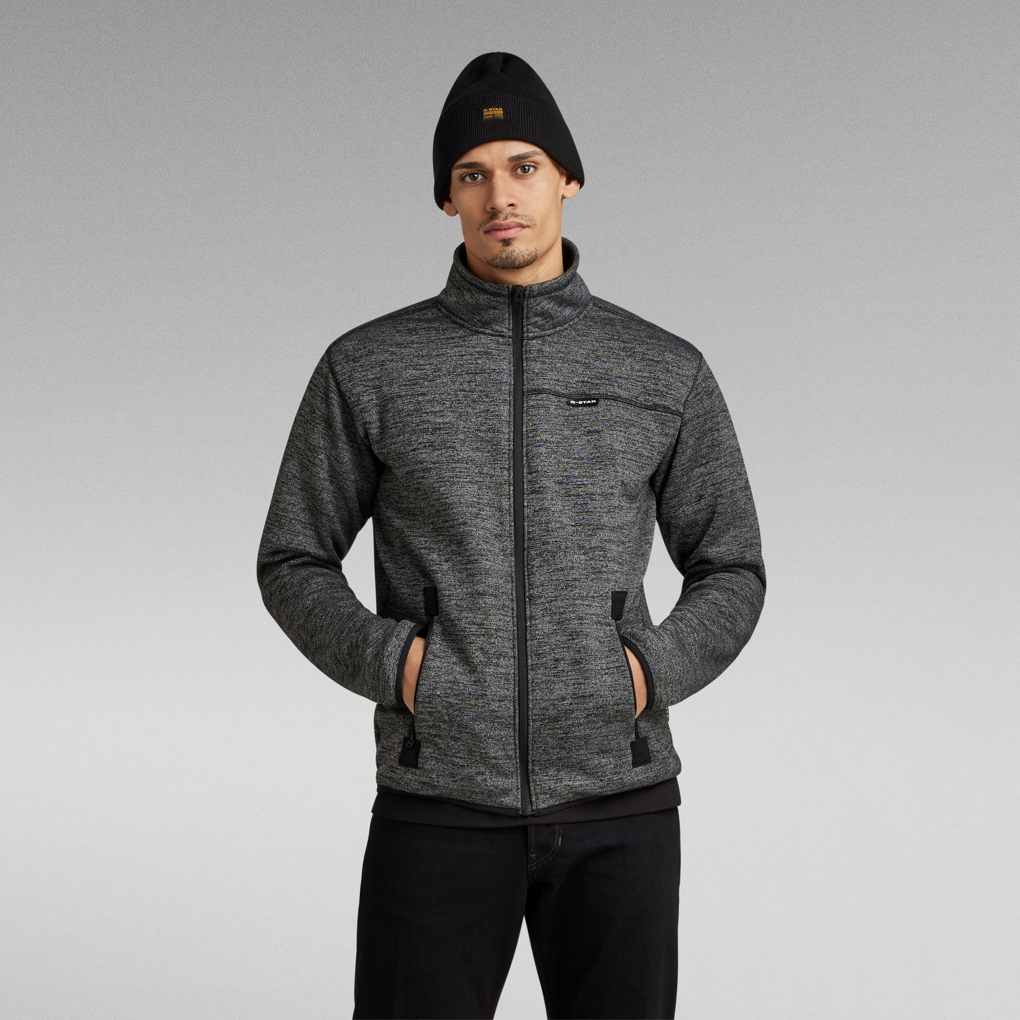 

Fleece Sweater Met Rits - Zwart - Heren