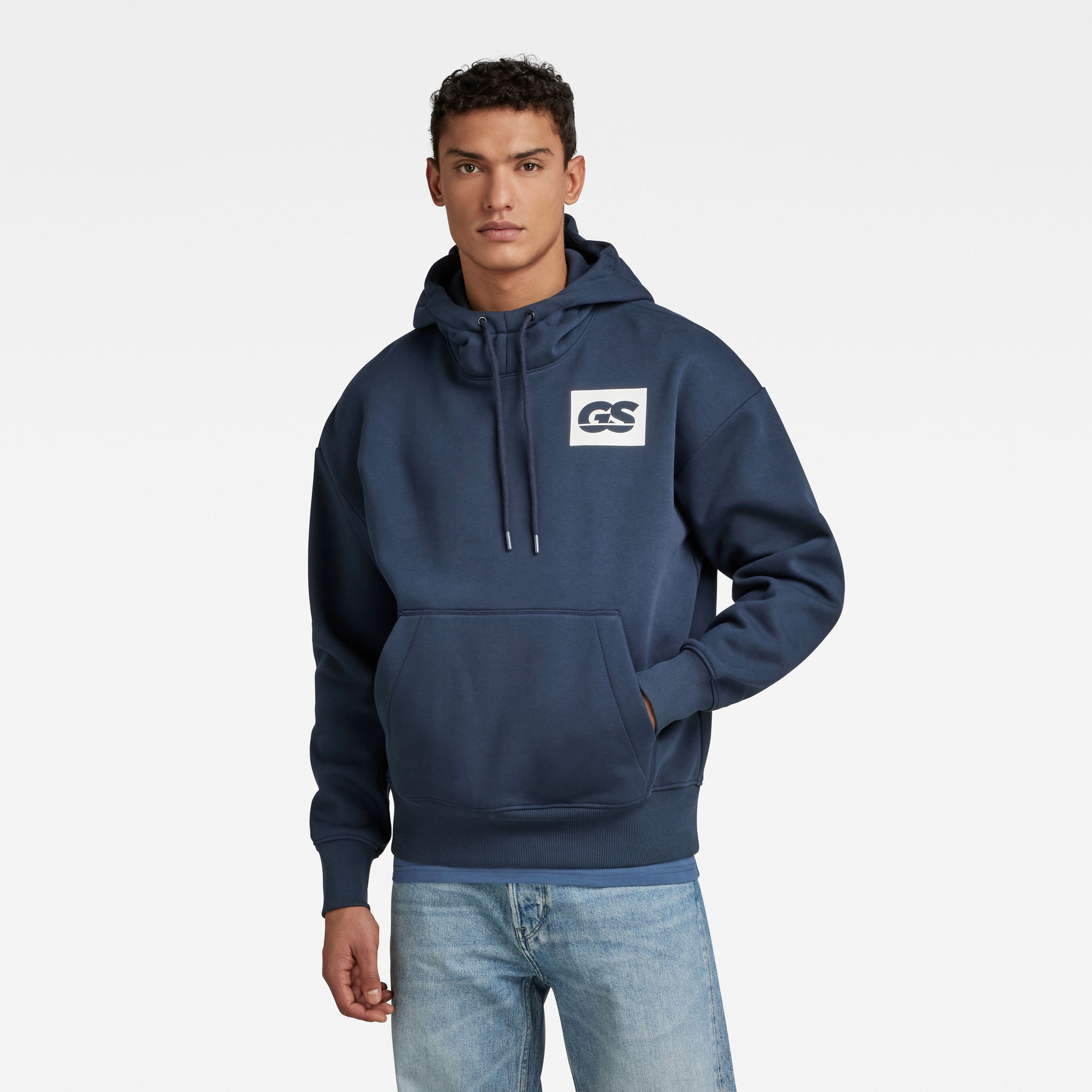 

GS Raw Back Graphic Loose Hoodie - Dunkelblau - Herren