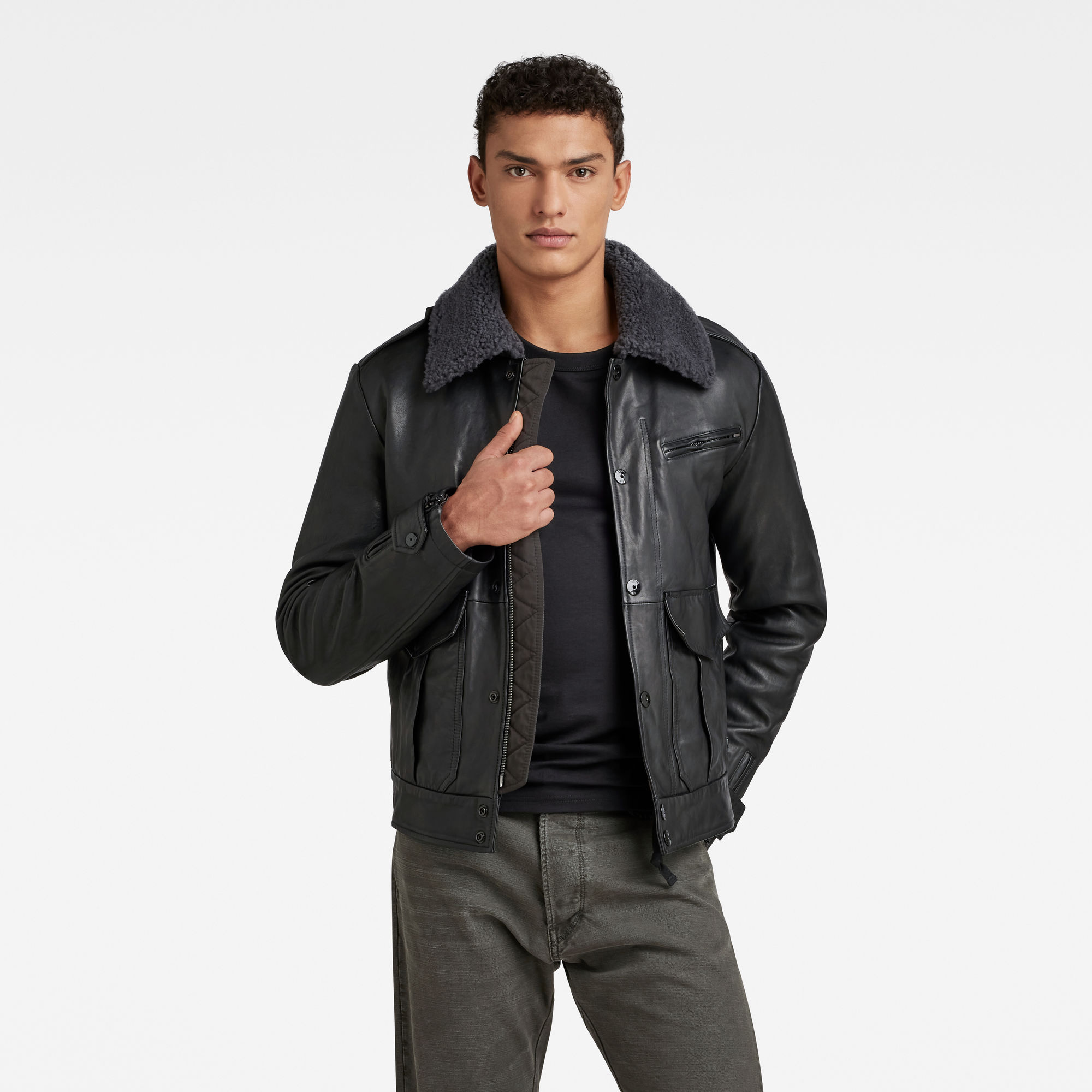 

P-3 Leather Jacke - Schwarz - Herren