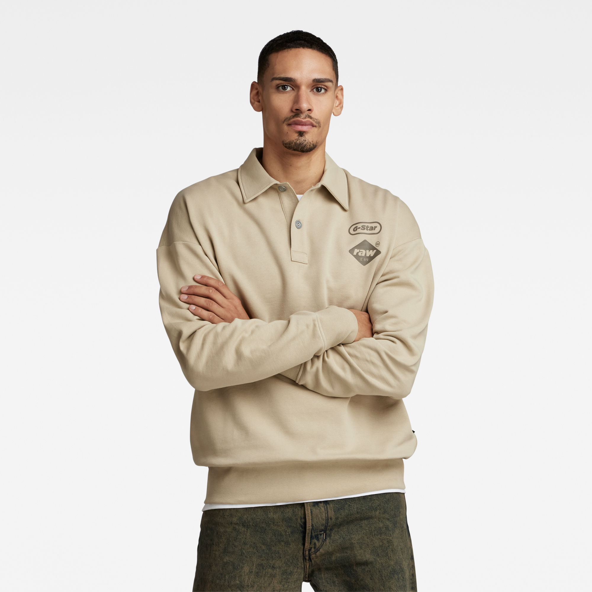 

Polo Loose Sweater - Beige - Men