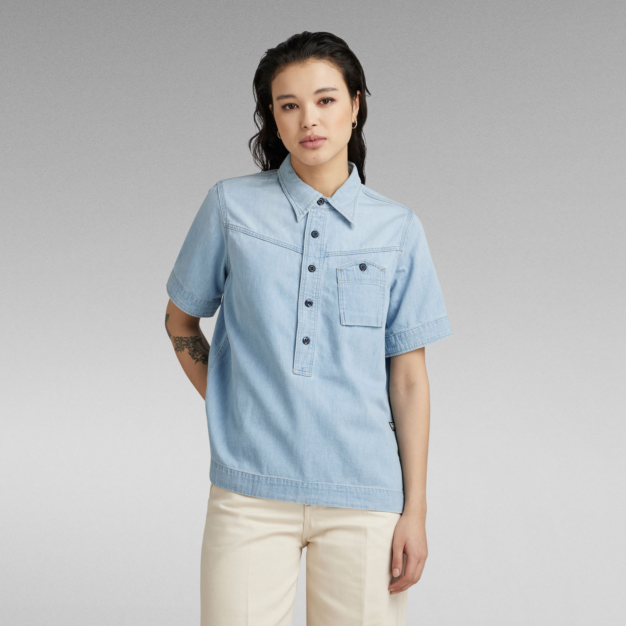 RAW Utility 1-Pocket Hemd - Mittelblau - Damen