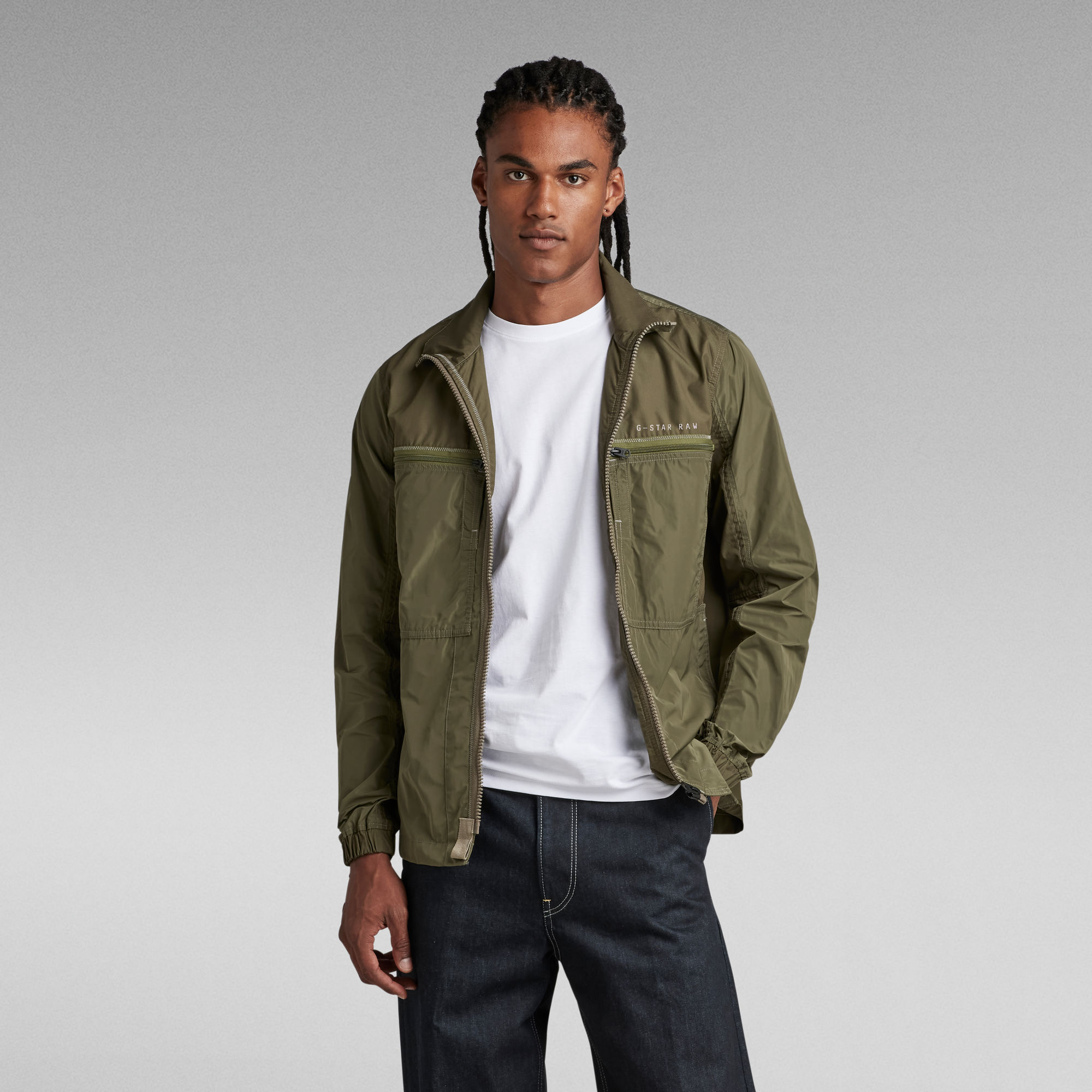 

Fabric Mix Overshirt - Green - Men