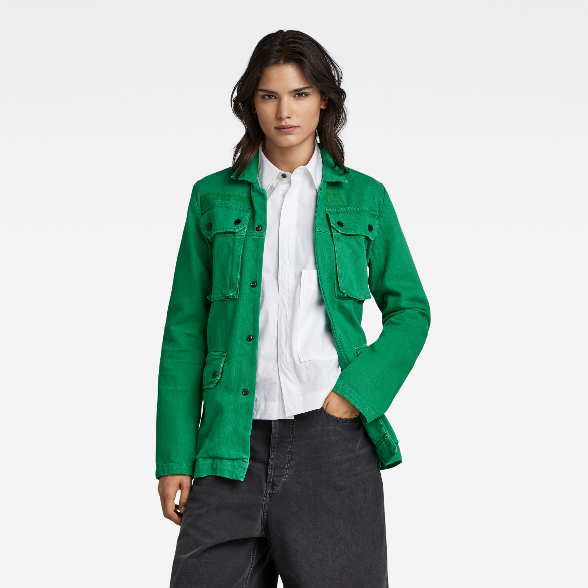 

70S Field Denim Jacket - Green - Women