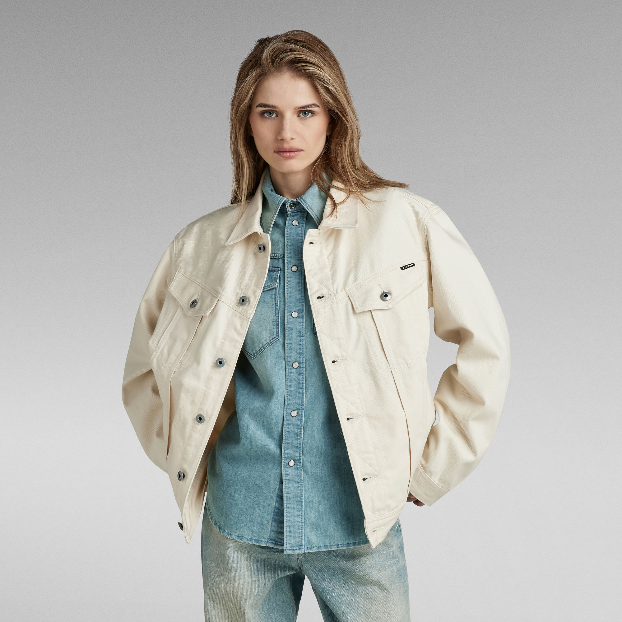 

Oversized Western Jacket Evergreen - White - Women