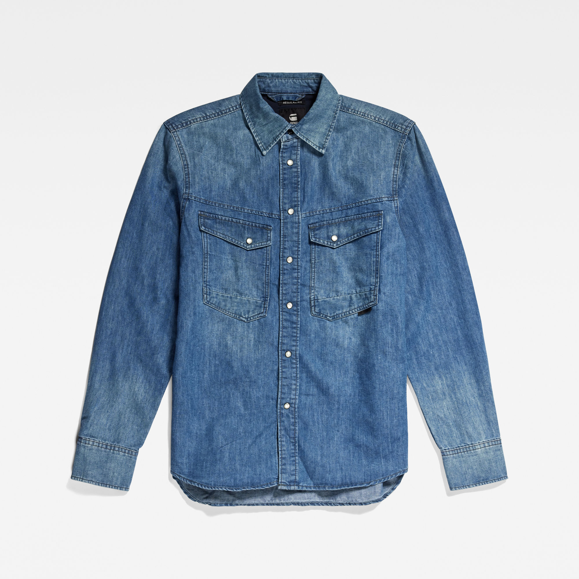 G-Star RAW Unisex Premium Dakota Regular Shirt Evergreen Midden blauw Heren