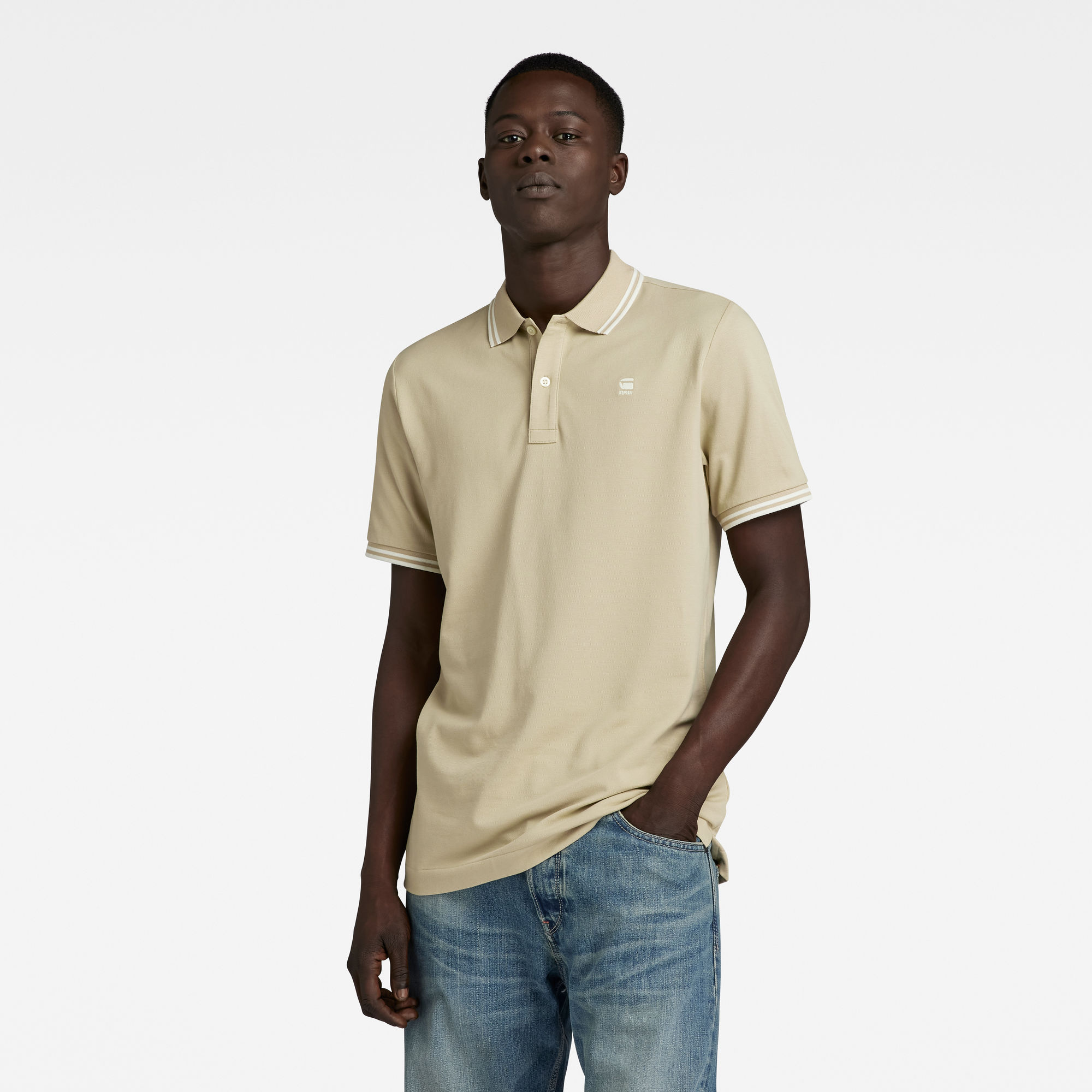 

Dunda Slim Stripe Polo - Beige - Heren