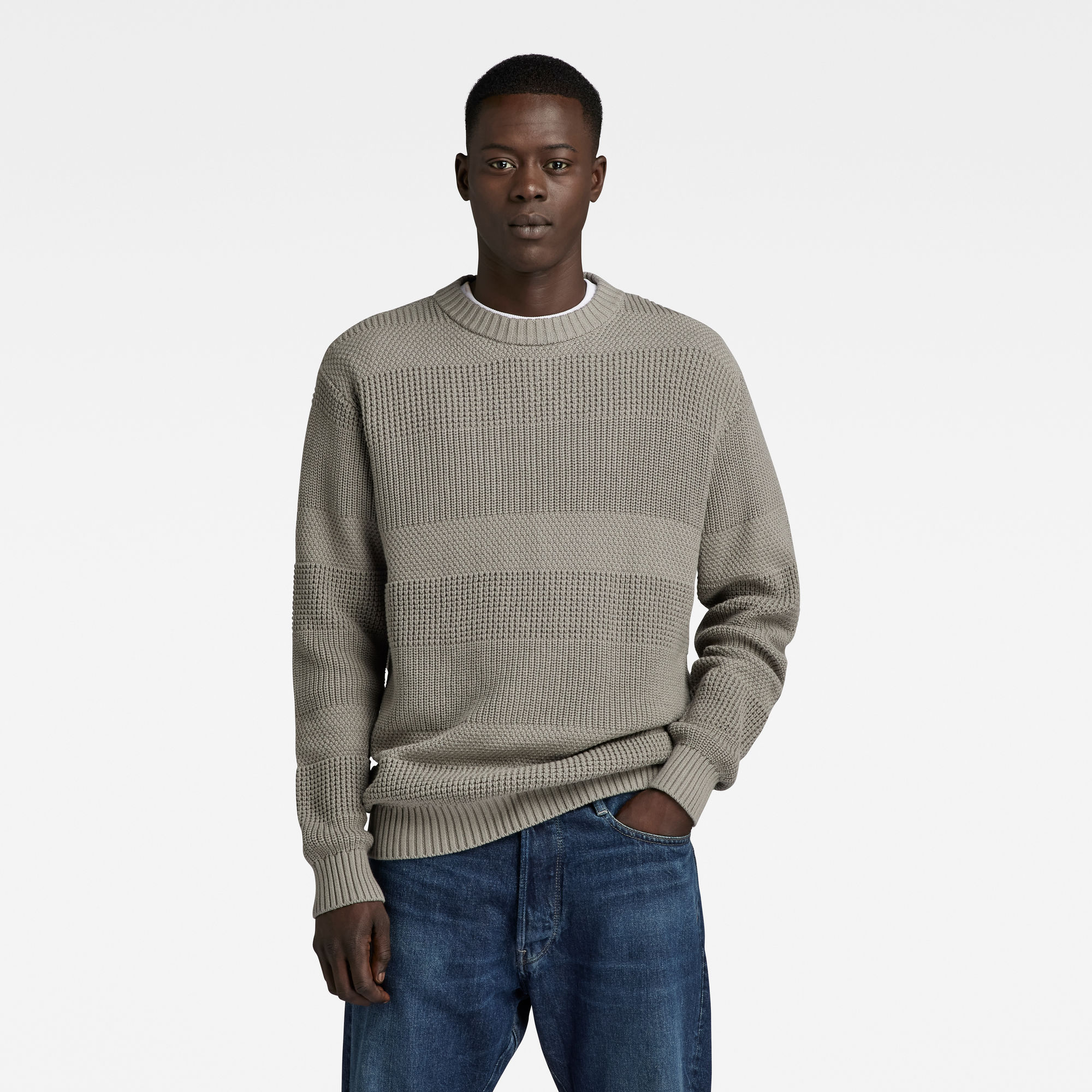 

Hori Structure Knitted Sweater - Grey - Men