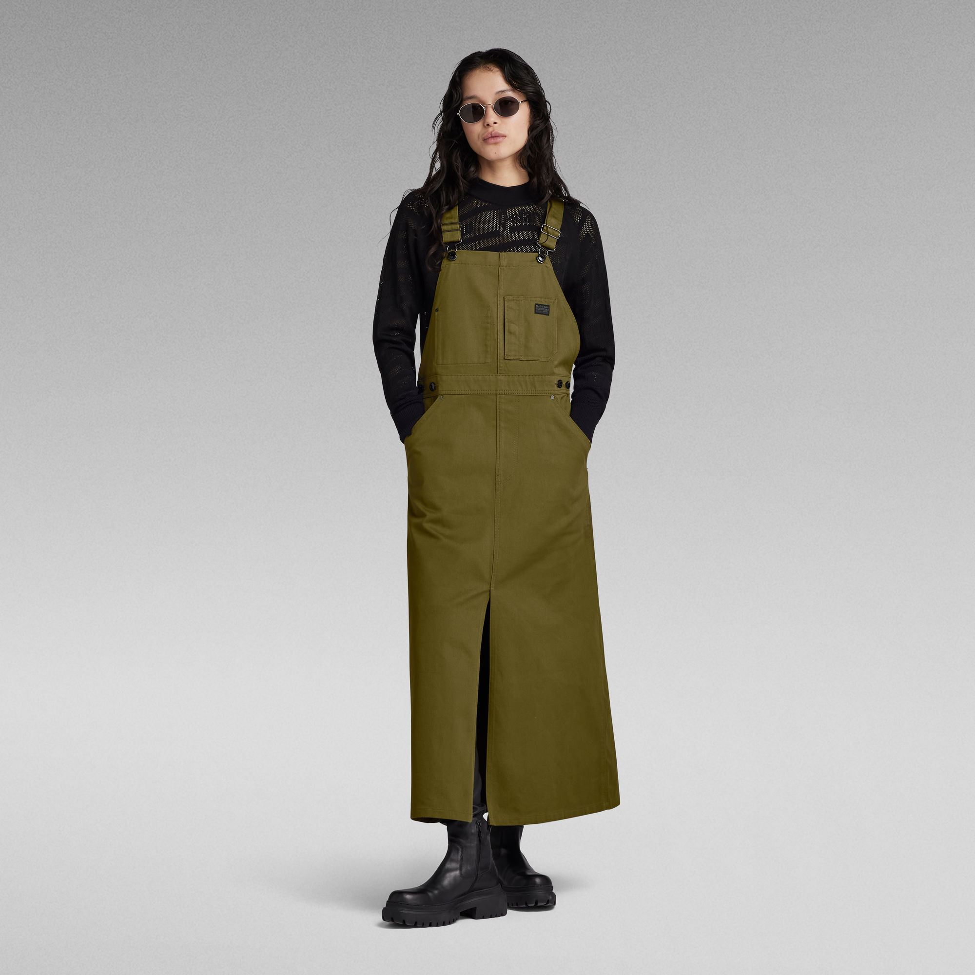 

Dungaree Dress Sleeveless - Green - Women