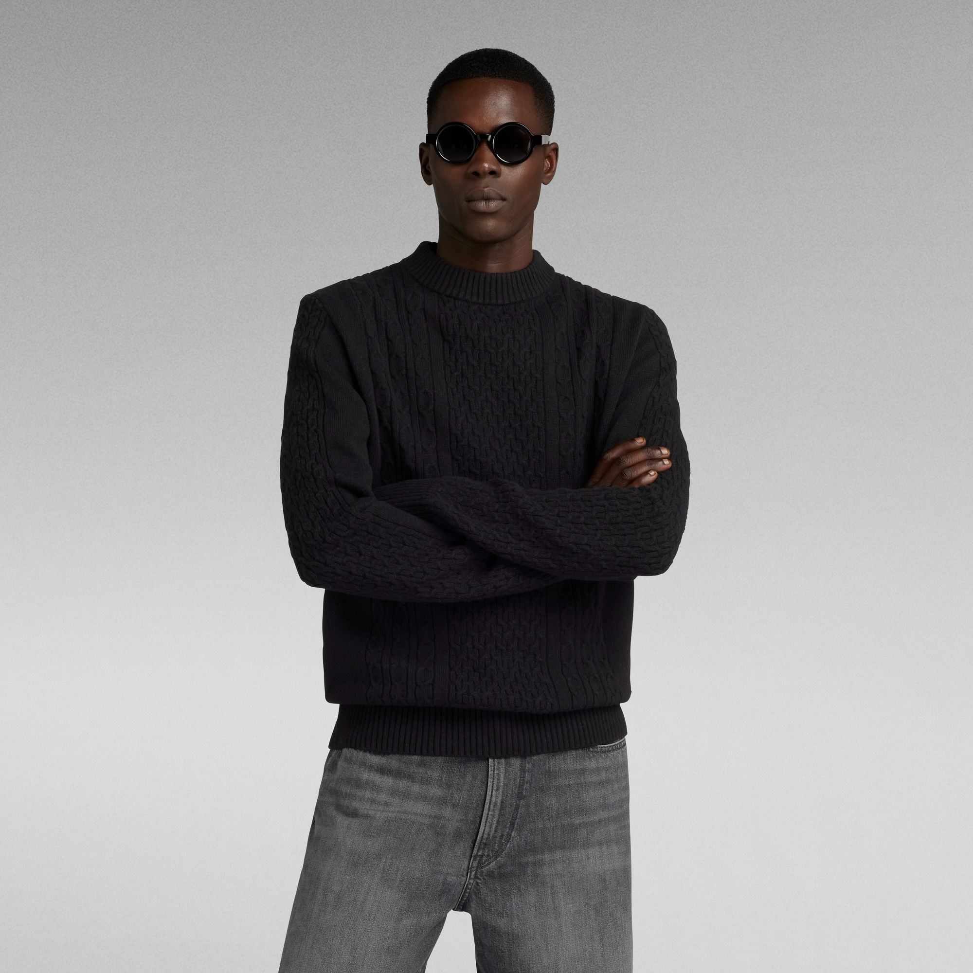 G-Star RAW Gebreide Trui Cable Zwart Heren