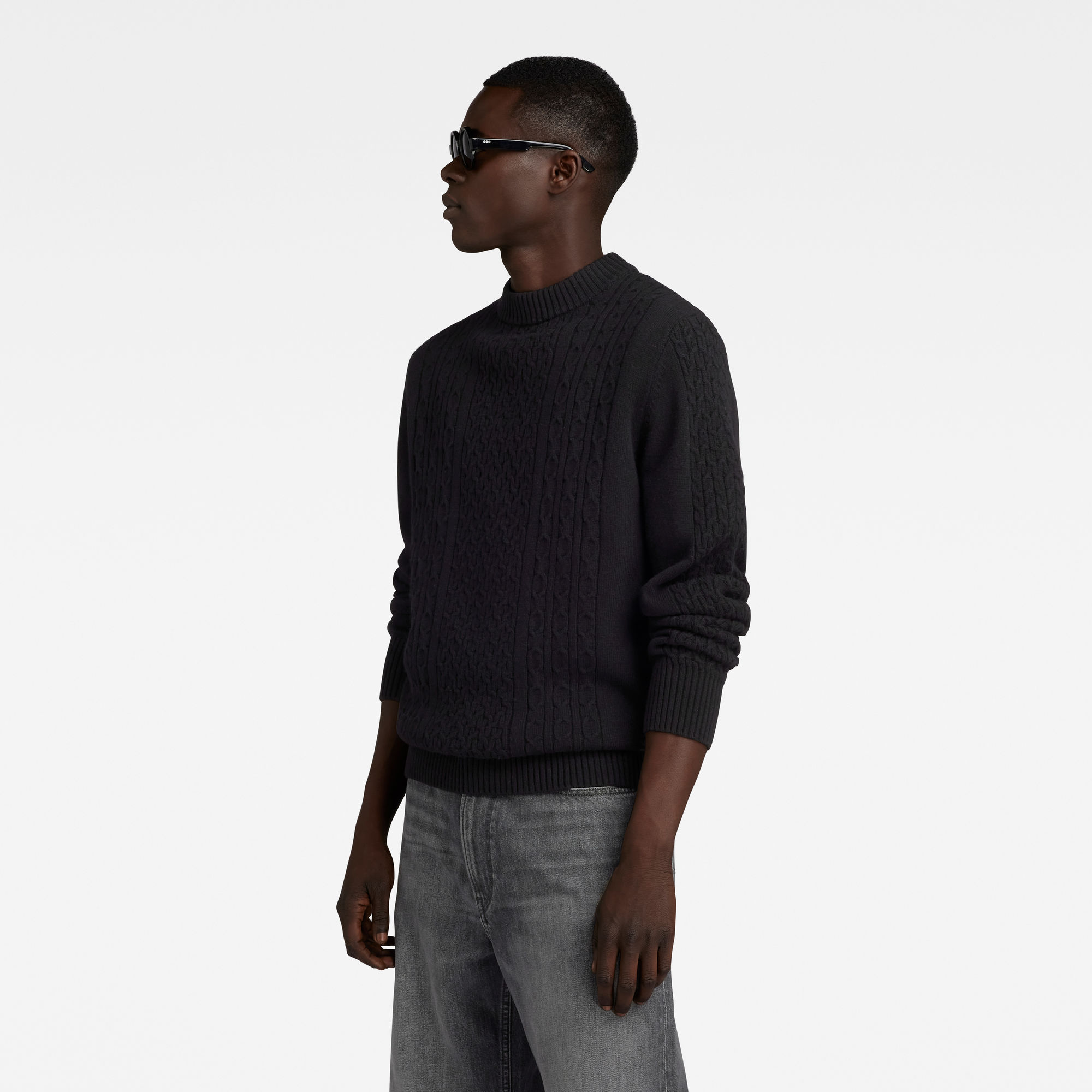 G-Star RAW Gebreide Trui Cable Zwart Heren