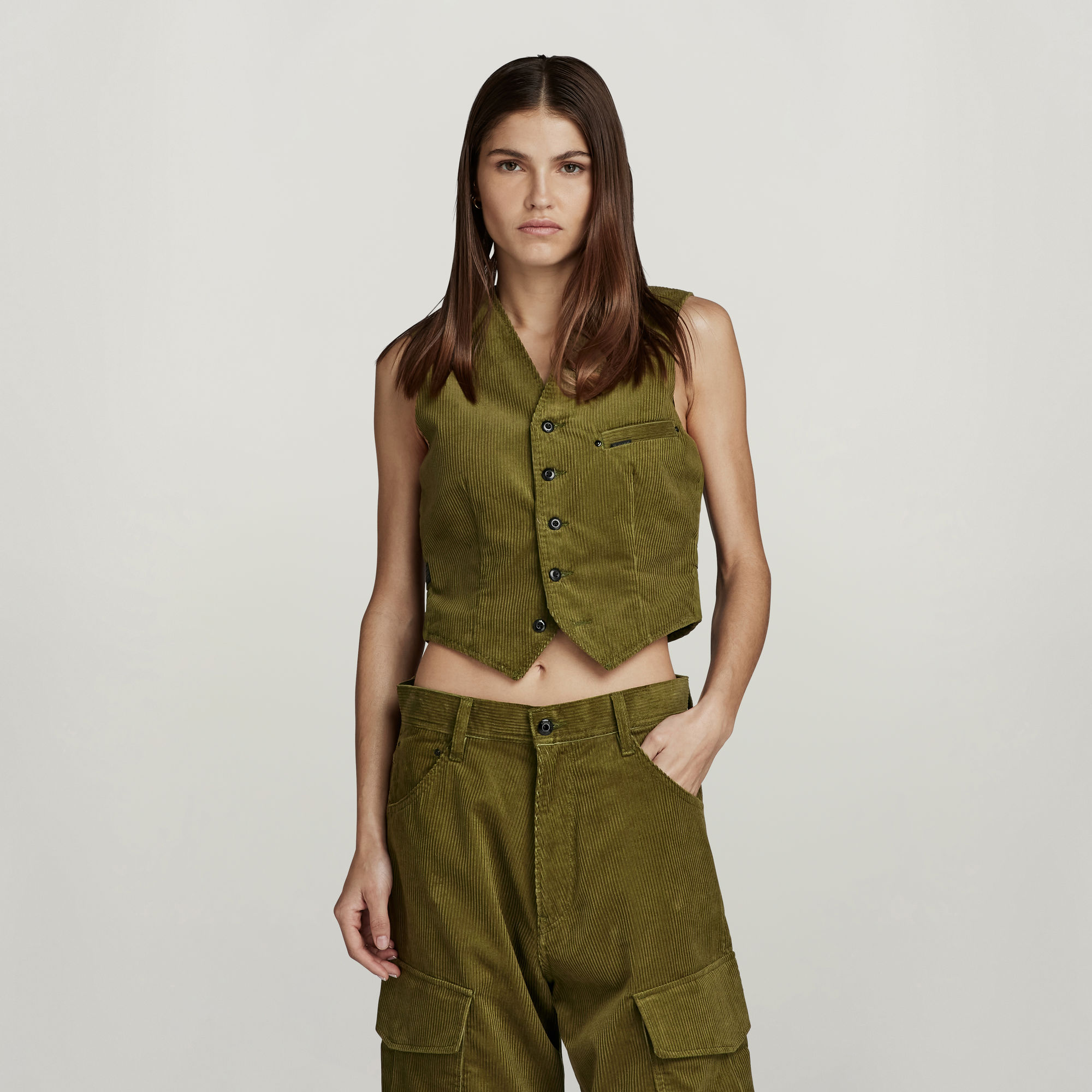 G-Star RAW Gilet Cord Groen Dames